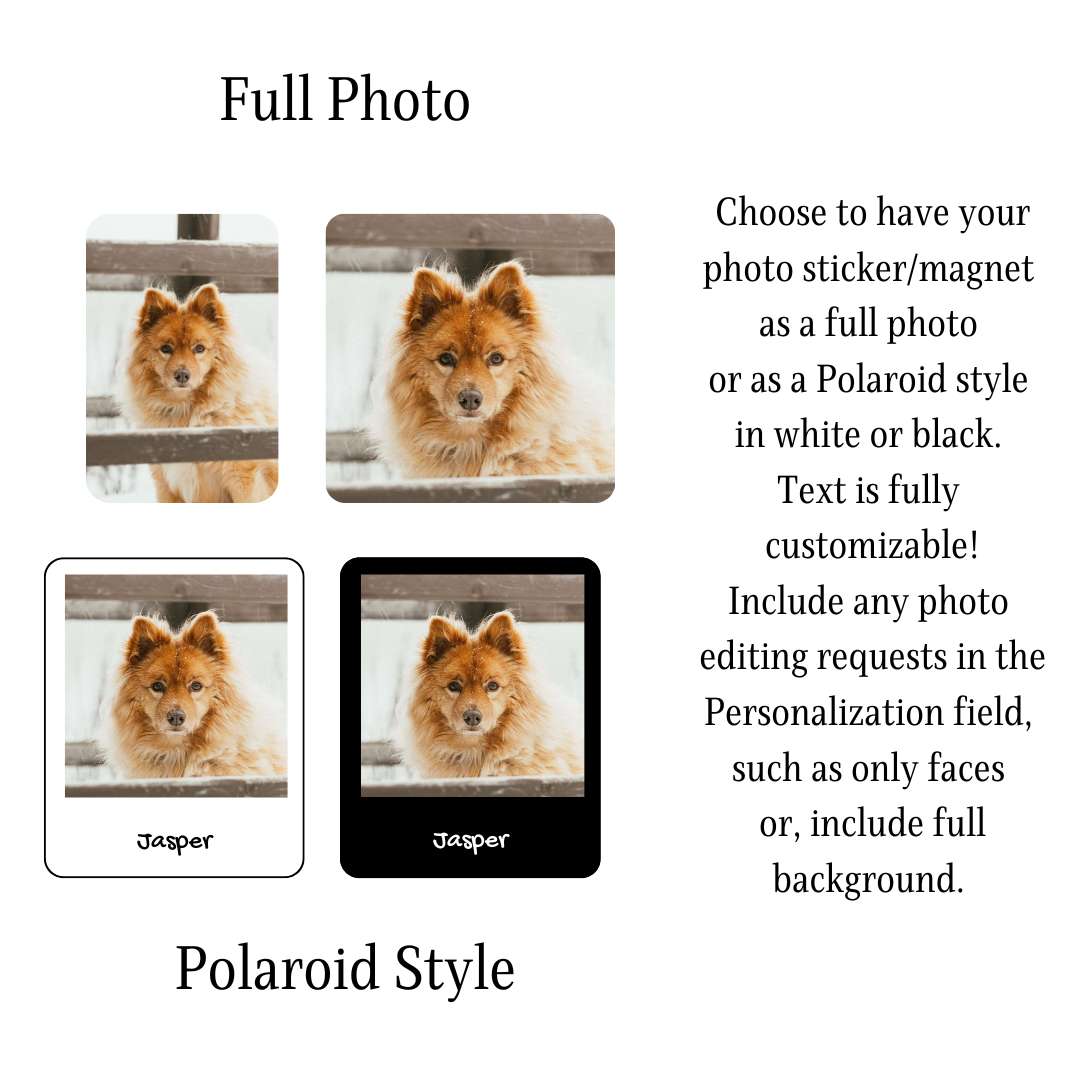 Standard Shape Custom Pet Photo Stickers & Magnets, Sticker Bundle, e-reader Kindle Sticker, Water Bottle Sticker, Laptop Sticker