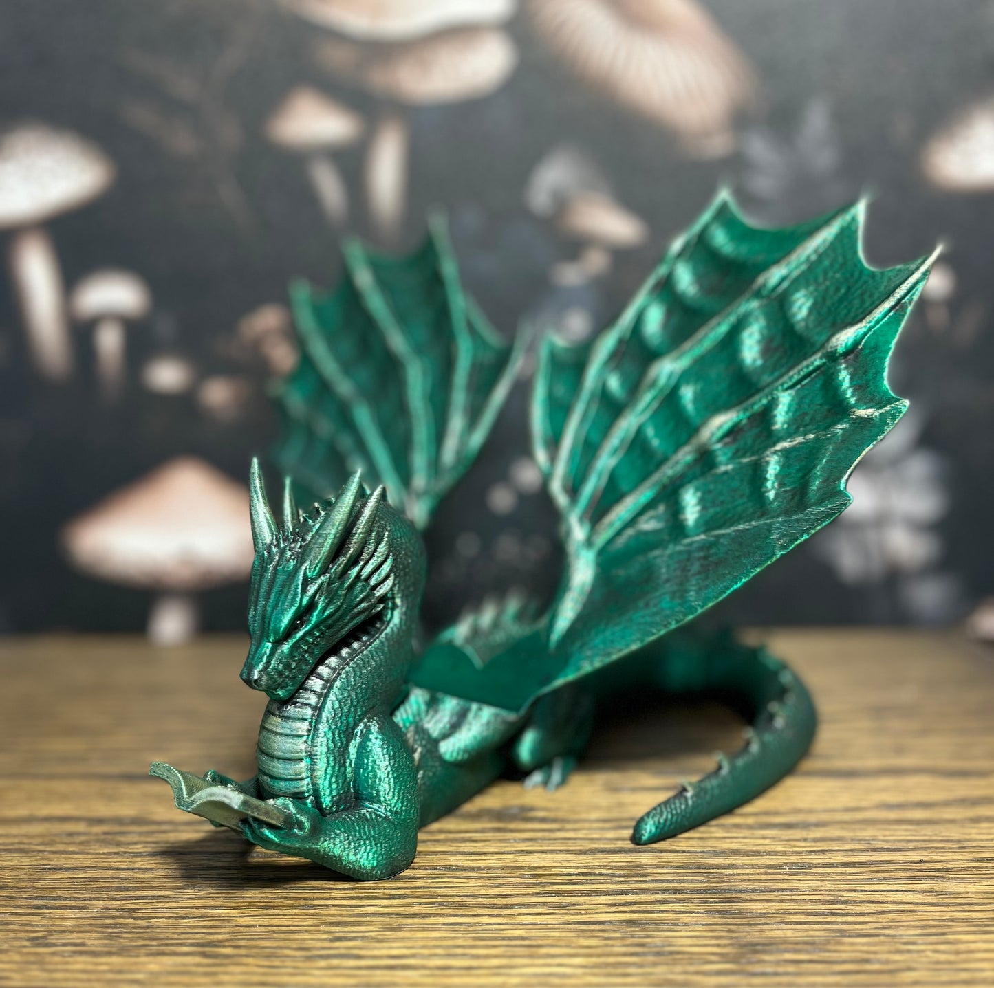 Hand Painted Bookwyrm Book Display, Book Holder, Dragon Lover, Fantasy Reader