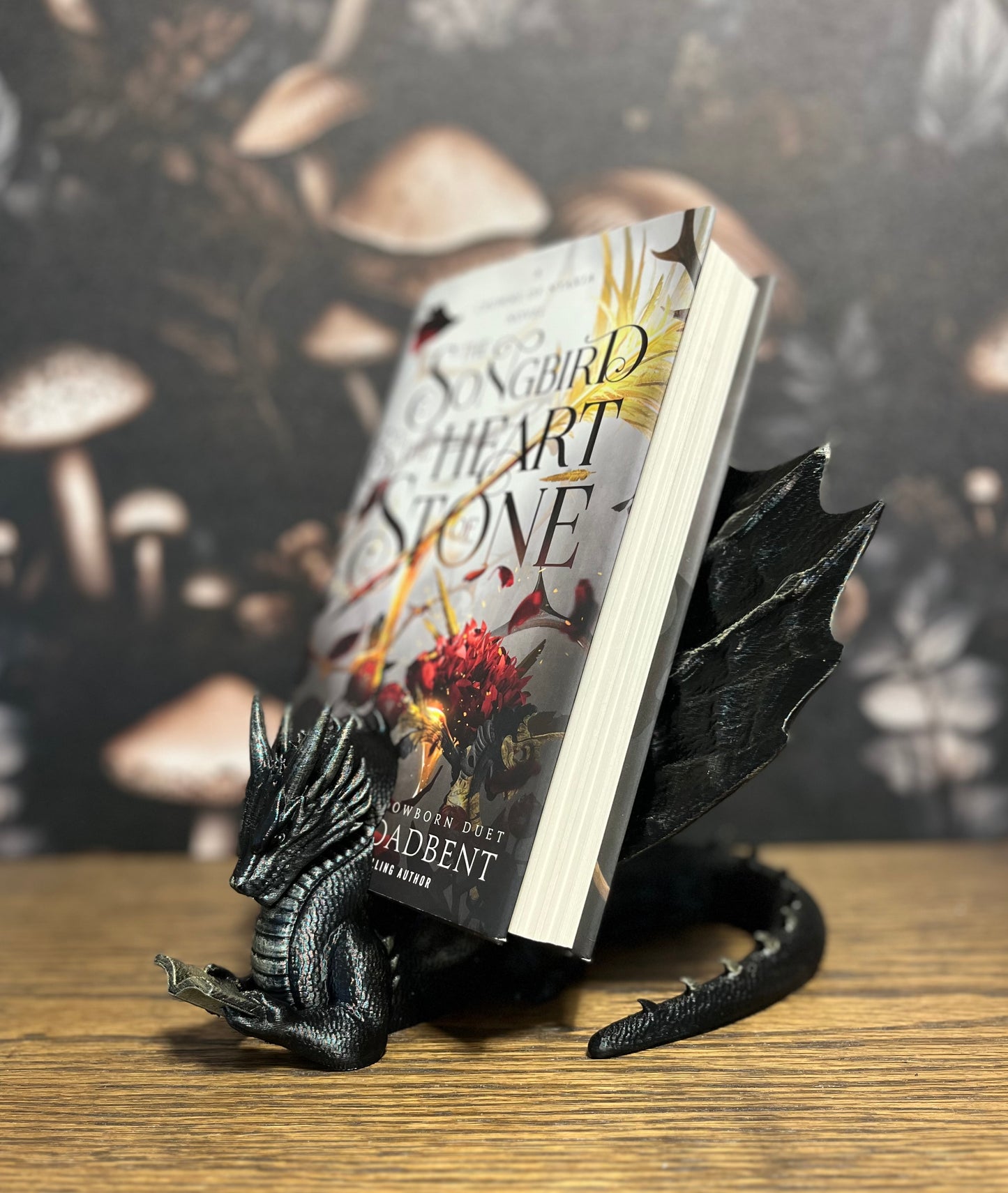 Hand Painted Bookwyrm Book Display, Book Holder, Dragon Lover, Fantasy Reader