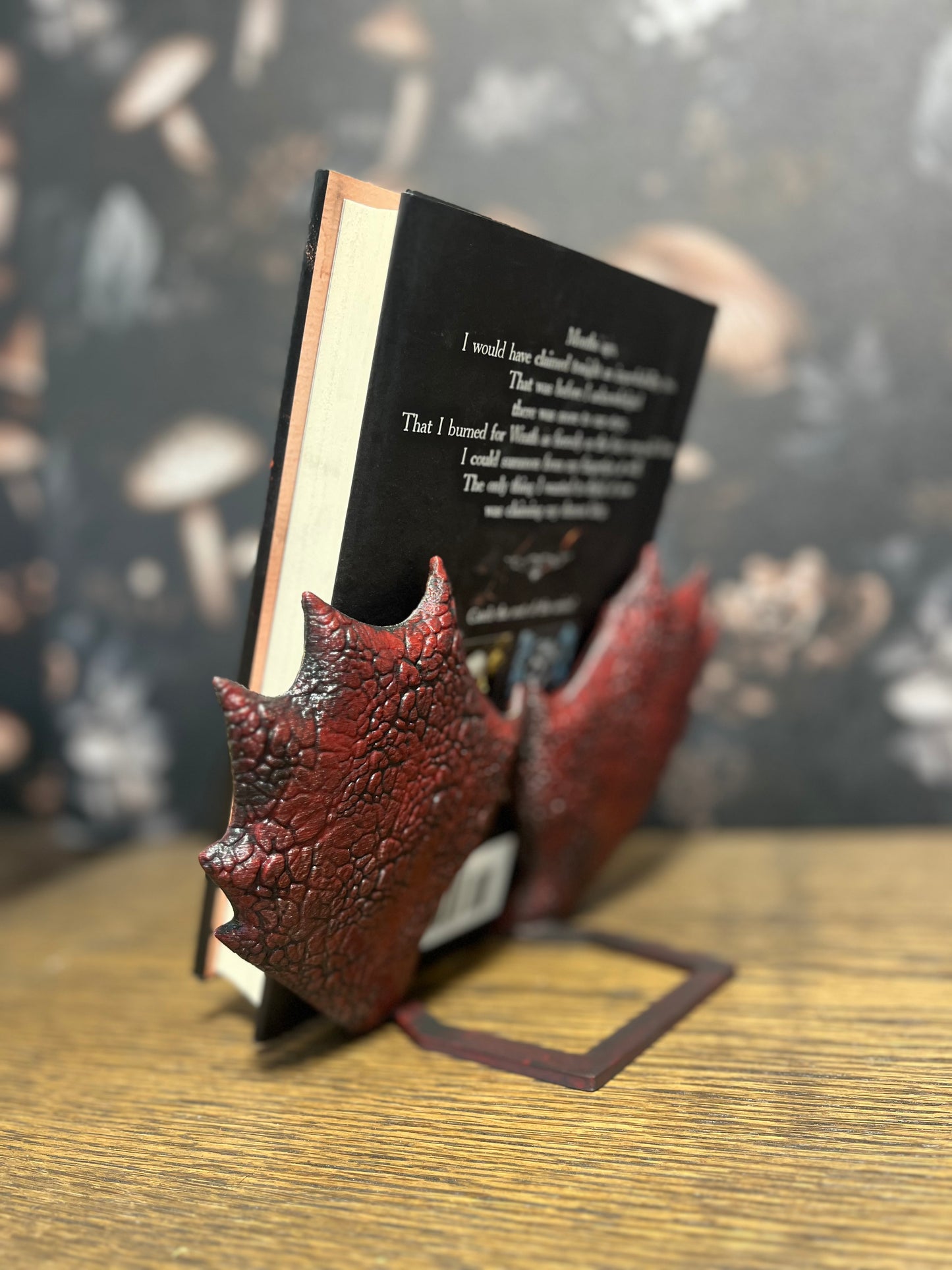 Hand Painted Fantasy Wings Book Display, Book Holder, Dragon Lover, Fantasy Reader