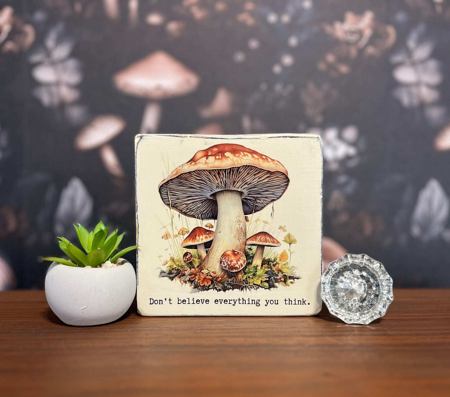 Don't believe everything you think , Decorative Block, Inspirational, Mental Health Sign