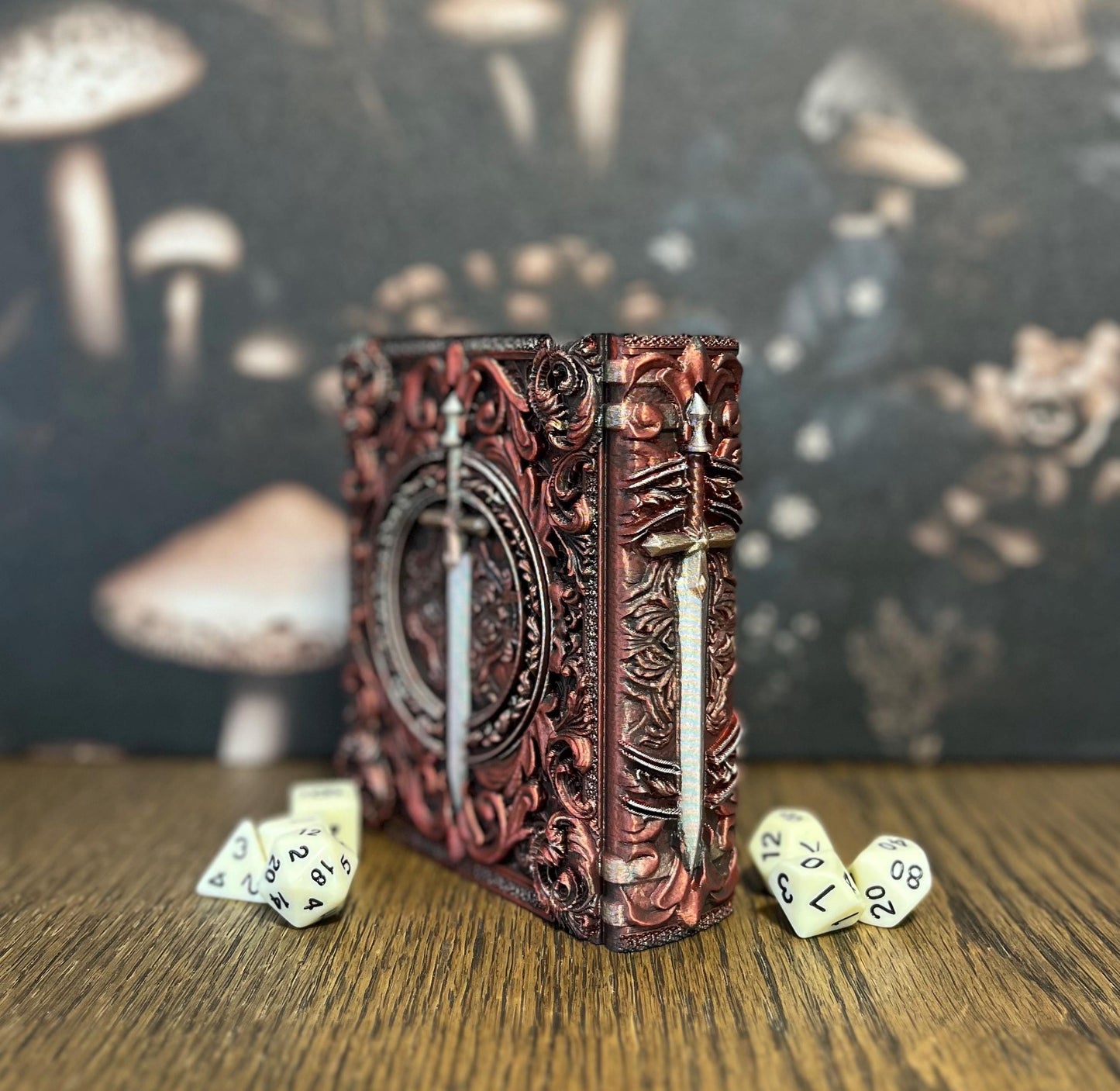 Hand Painted Fighter Dice Tome, Dice Tray, Miniature Storage, Roleplaying Games, DnD, Keepsake Storage Box, Jewellery Box, Custom Gift