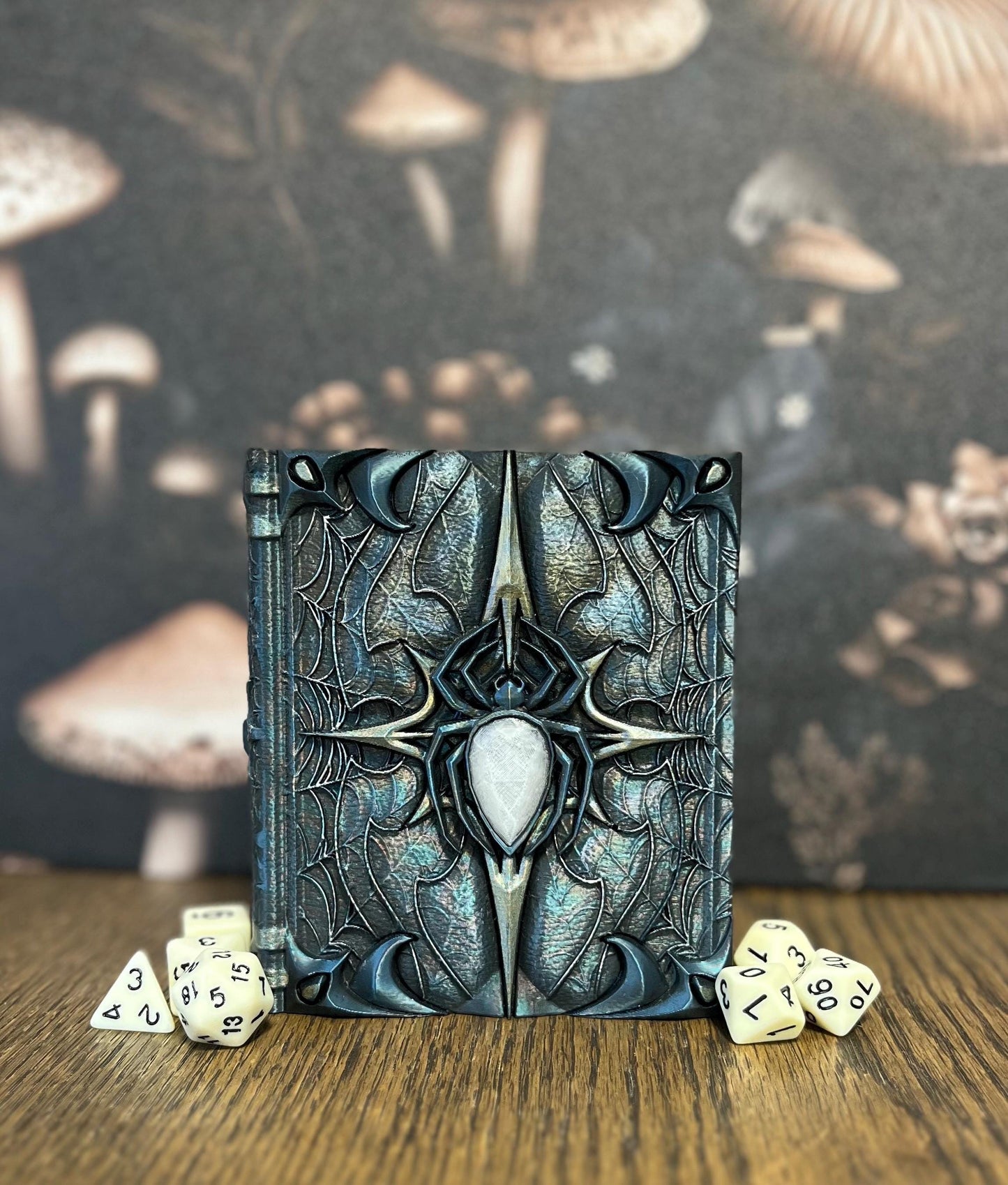 Hand Painted Nightweaver Dice Tome, Dice Rolling Tray, Minifigure Storage for Roleplaying Games, DnD and Magic Card Storage, Custom Gift