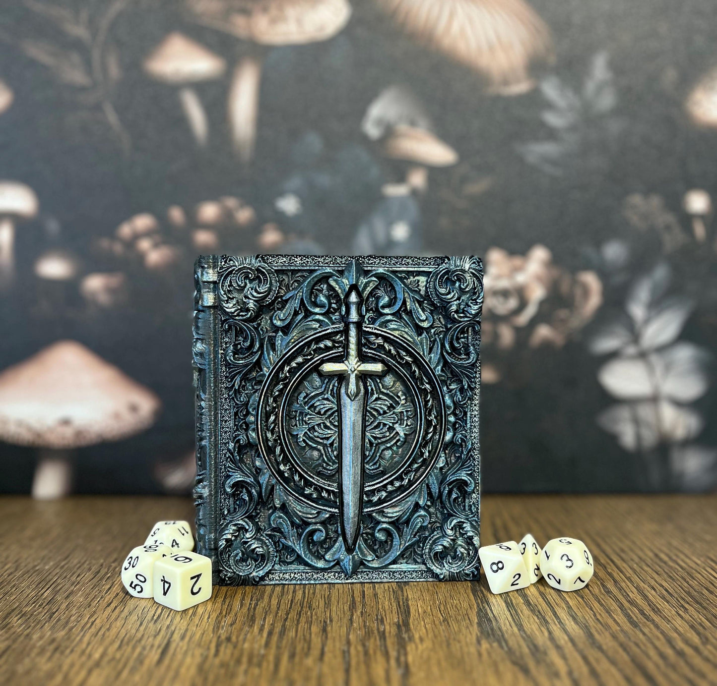Hand Painted Fighter Dice Tome, Dice Tray, Miniature Storage, Roleplaying Games, DnD, Keepsake Storage Box, Jewellery Box, Custom Gift