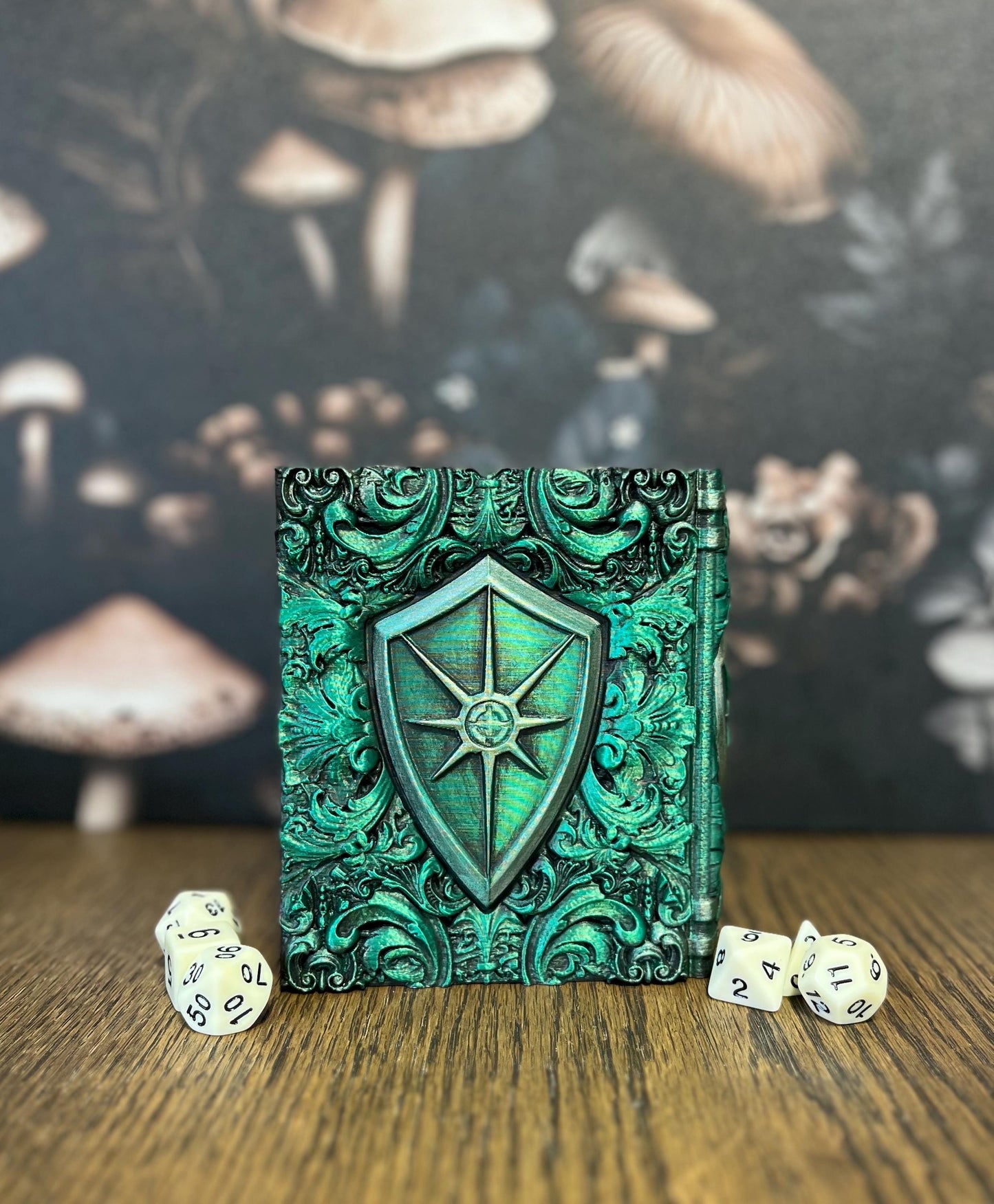 Hand Painted Paladin Dice Tome, Dice Tray, Miniature Storage, Roleplaying Games, DnD, Keepsake Storage Box, Jewellery Box, Custom Gift