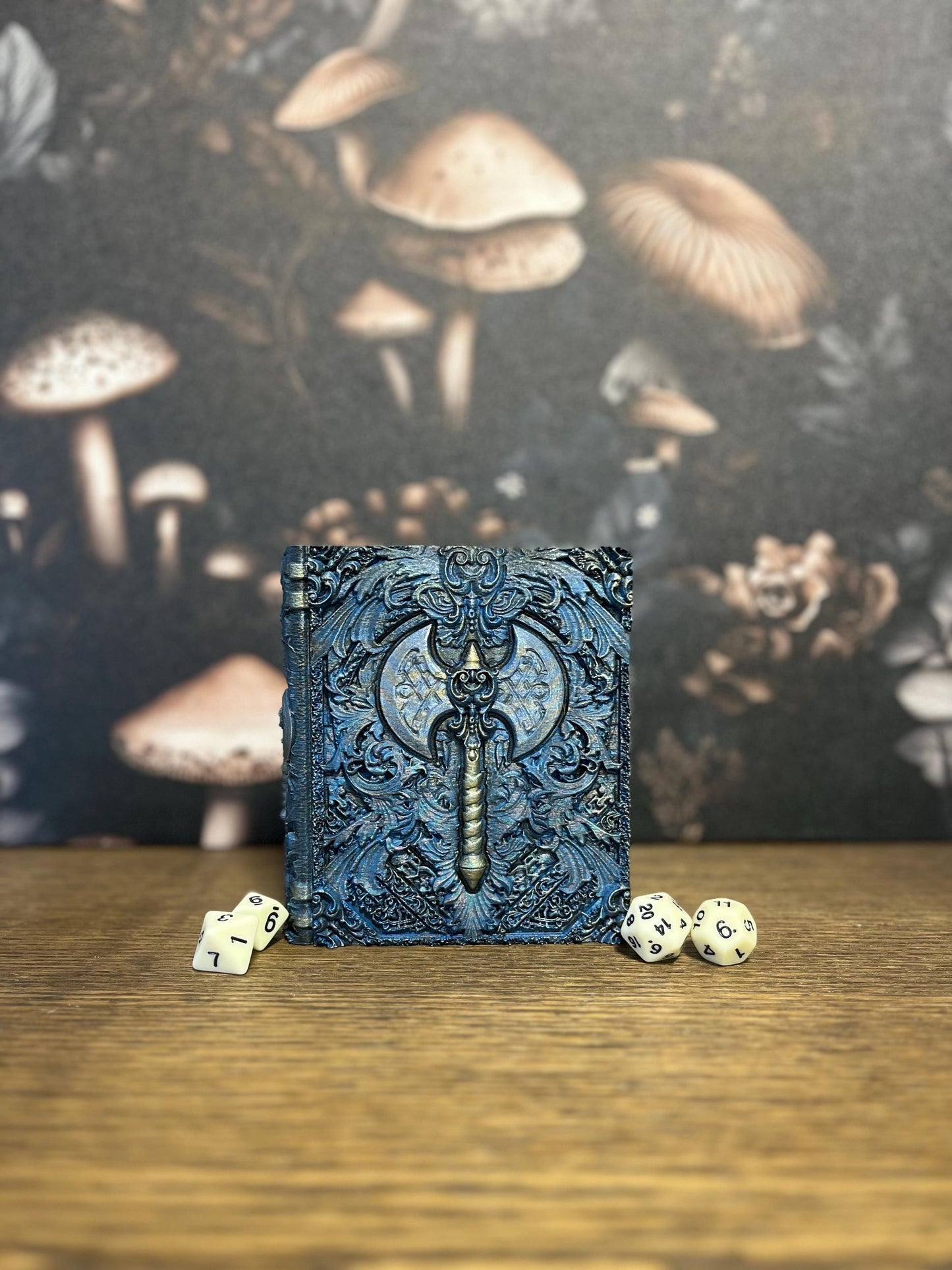 Hand Painted Barbarian Dice Tome, Dice Tray, Miniature Storage, Roleplaying Games, DnD, Keepsake Storage Box, Jewellery Box, Custom Gift