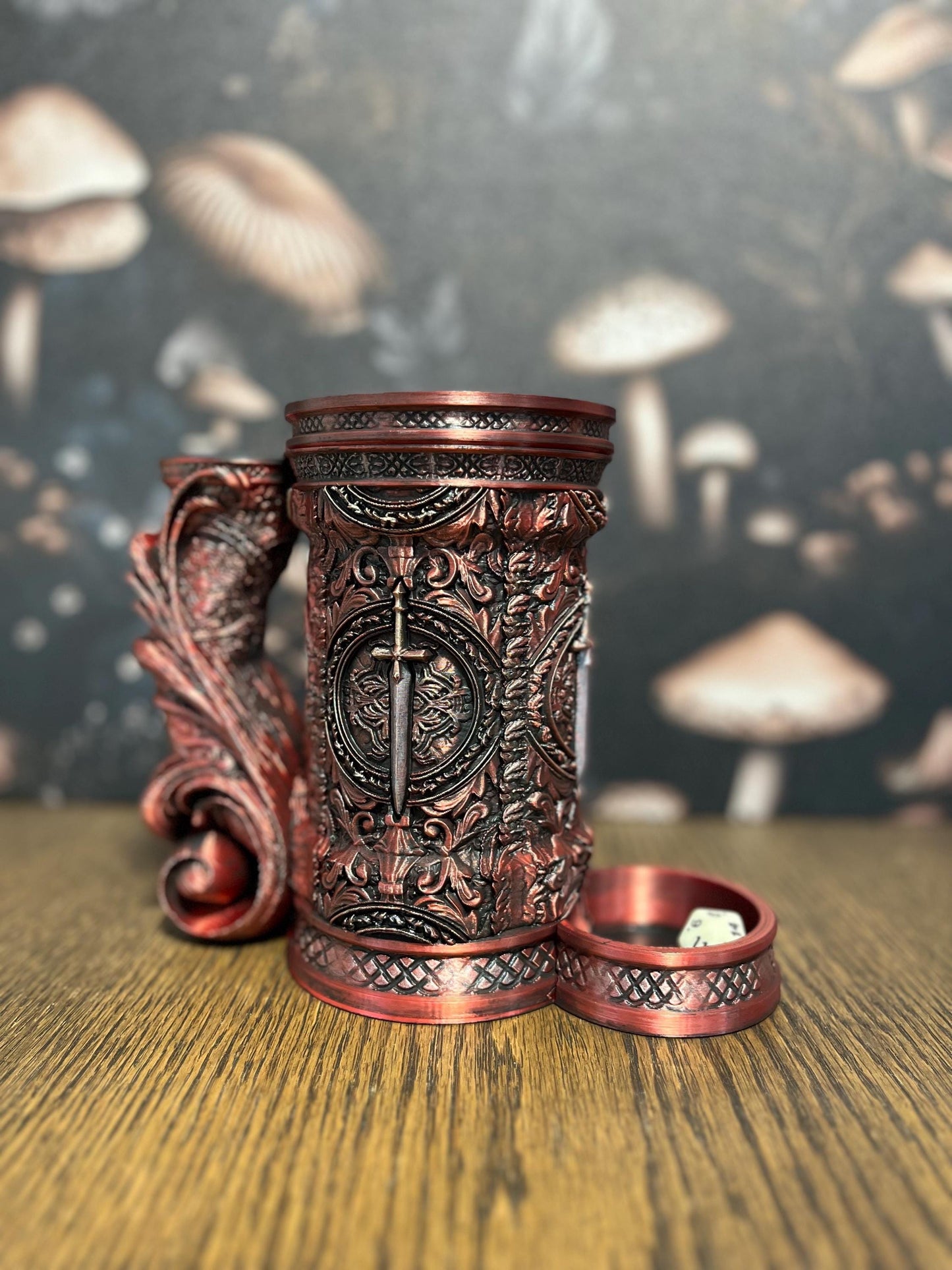 Hand Painted Fighter Tower Tankard & Dice Vault, Dice Storage, Can Holder, RPG Game night