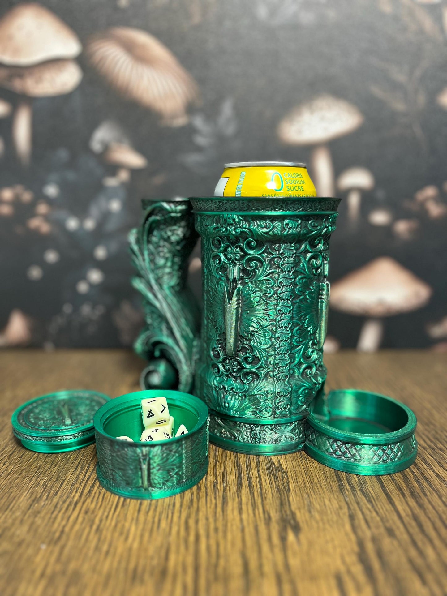 Hand Painted Ranger Tankard & Dice Vault, Dice Storage, Can Holder, RPG Game night