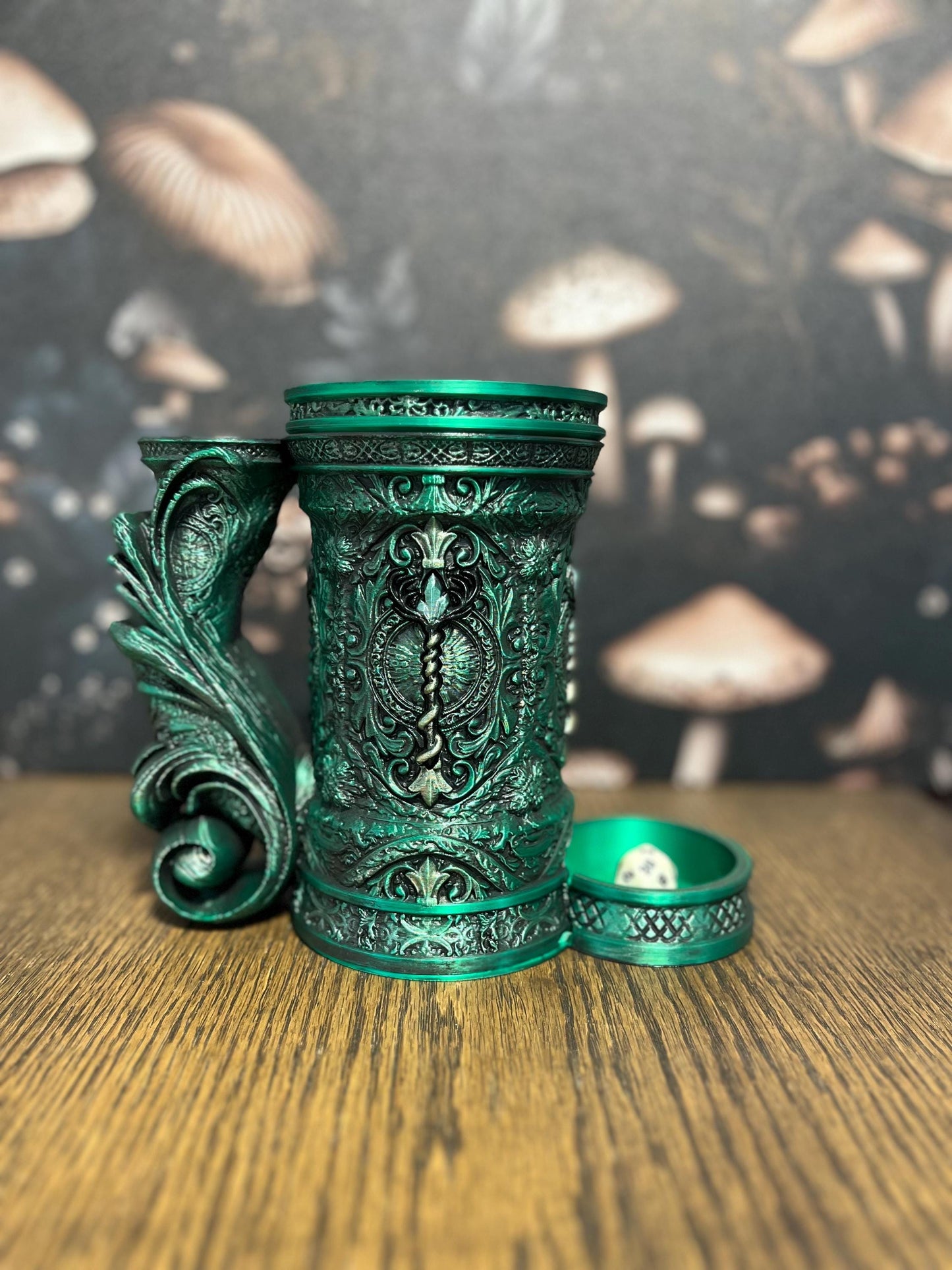 Hand Painted Druid Tankard & Dice Vault, Dice Storage, Can Holder, RPG Game night