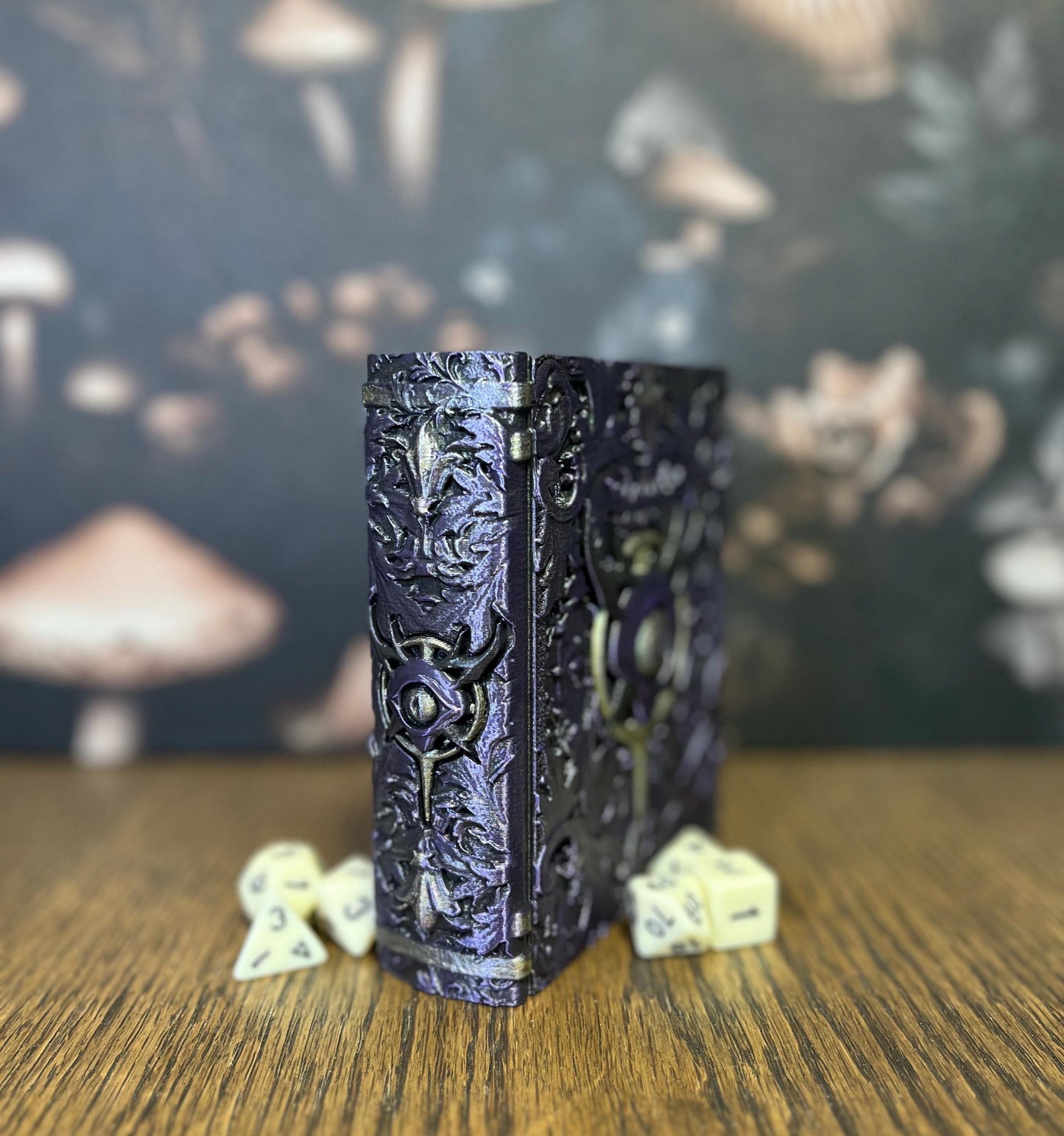 Hand Painted Warlock Dice Tome, Dice Tray, Miniature Storage, Roleplaying Games, DnD, Keepsake Storage Box, Jewellery Box, Custom Gift
