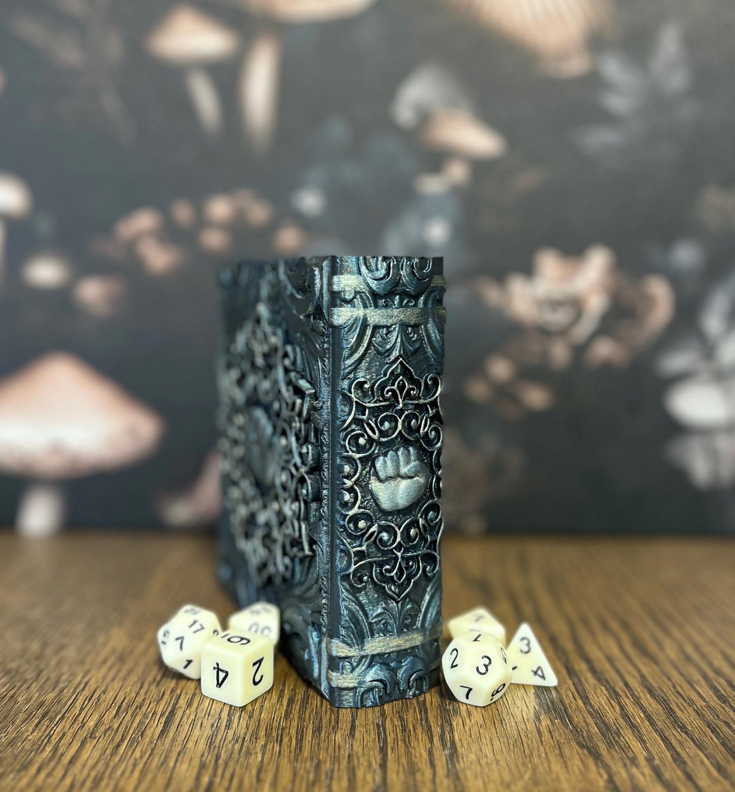 Hand Painted Monk Dice Tome, Dice Rolling Tray, Minifigure Storage for Roleplaying Games, DnD and Magic Card Storage, Custom gift