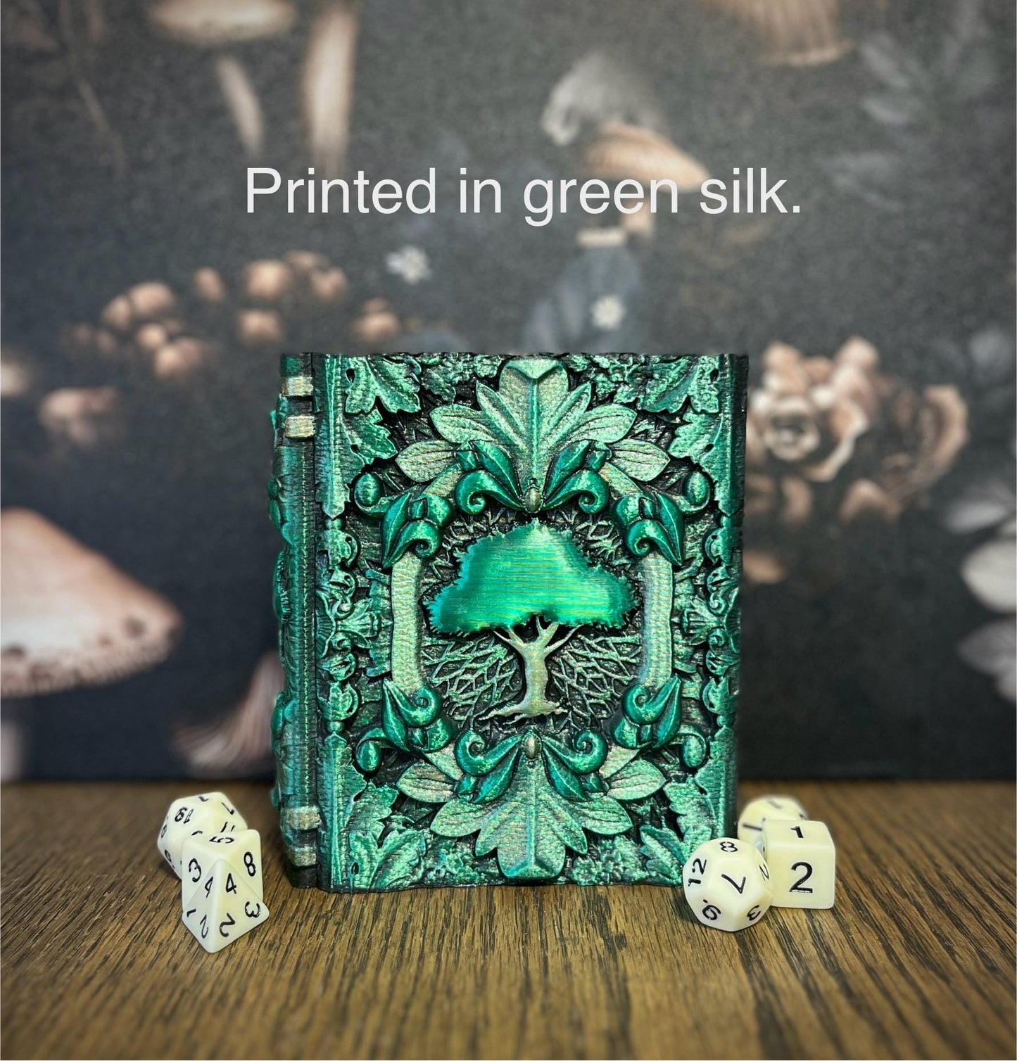 Hand Painted Nature Magic Dice Tome, Dice Rolling Tray, Minifigure Storage for Roleplaying Games, DnD and Magic Card Storage, Custom gift