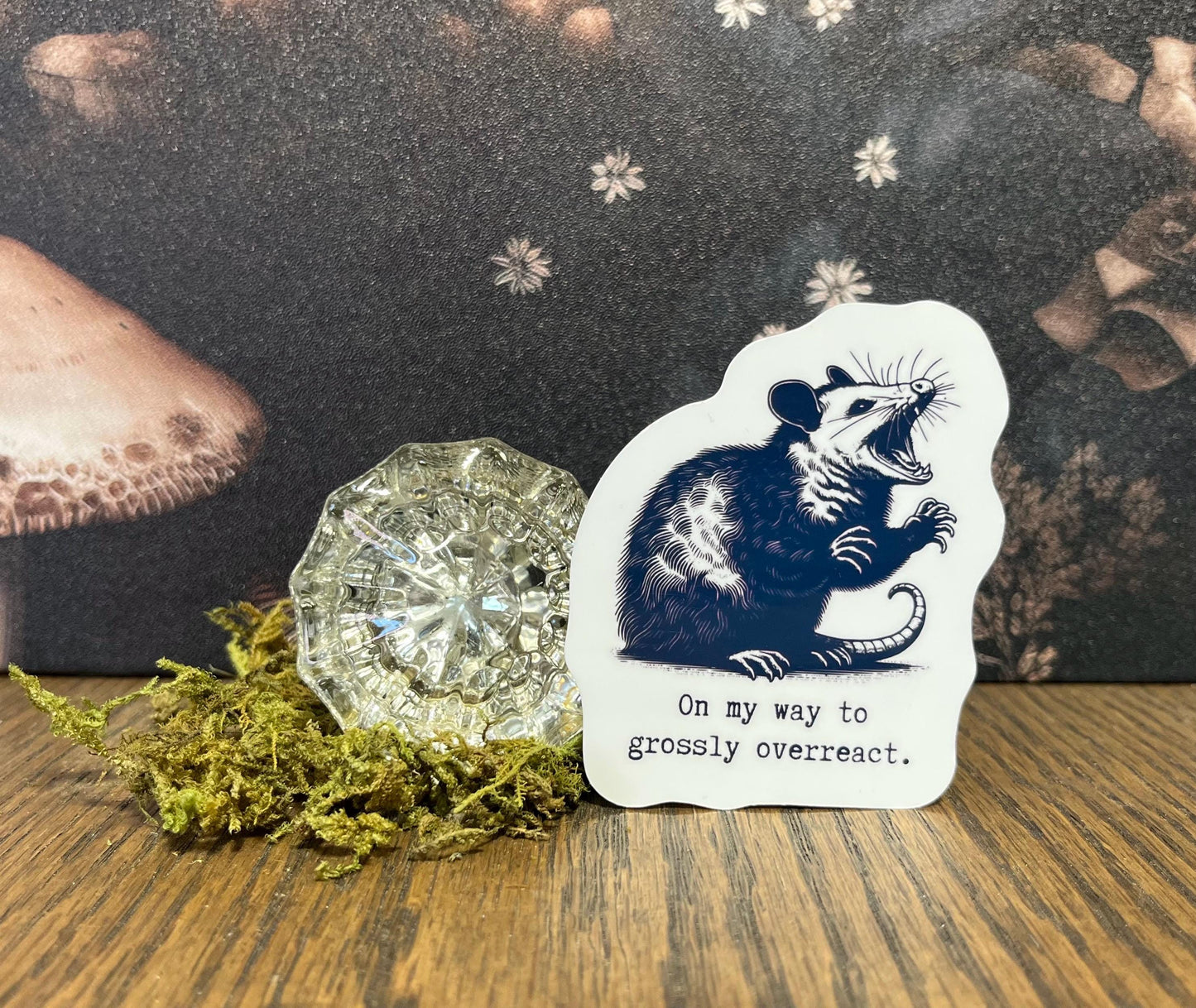 On my way to grossly overreact, Possum Sticker, Fridge Magnet, e-reader Kindle Sticker, Water Bottle Sticker, Laptop Sticker