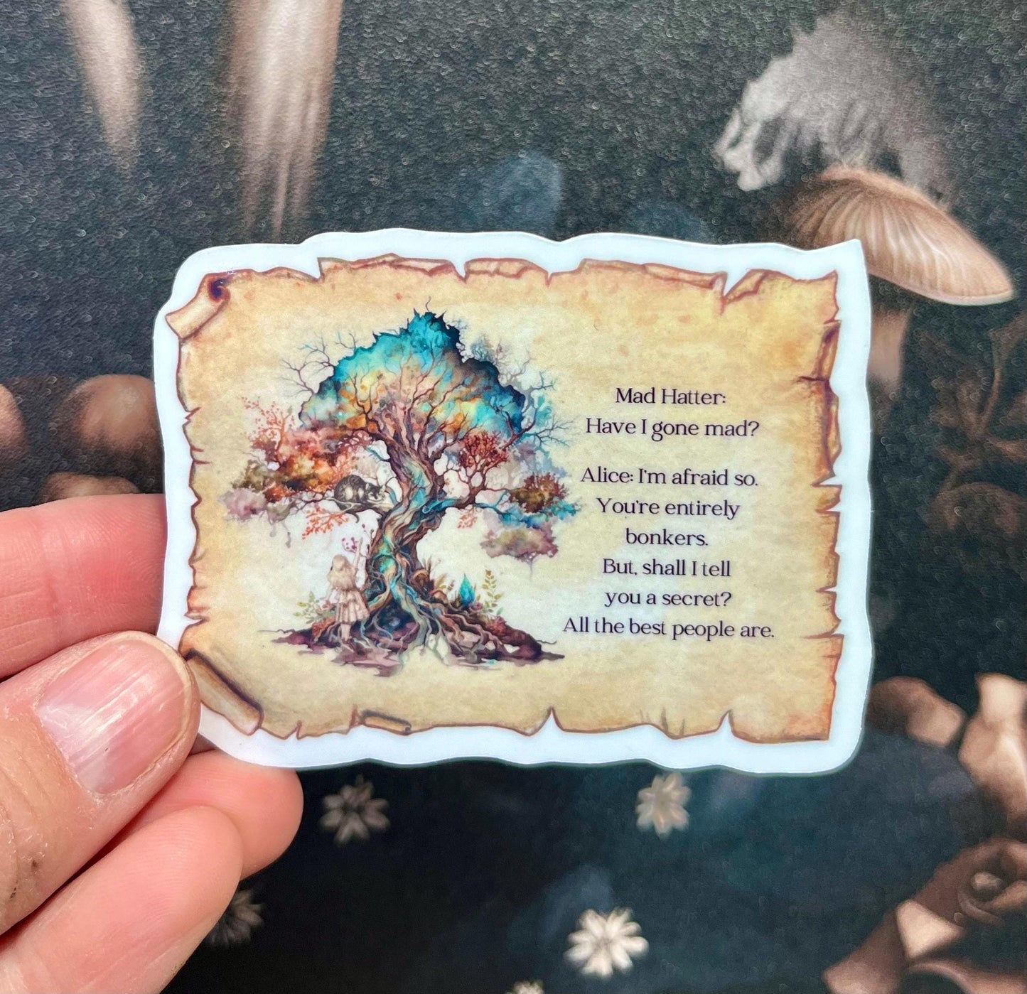 You're entirely bonkers, Alice in Wonderland Sticker, Magnet, e-reader Kindle Sticker, Water Bottle Sticker