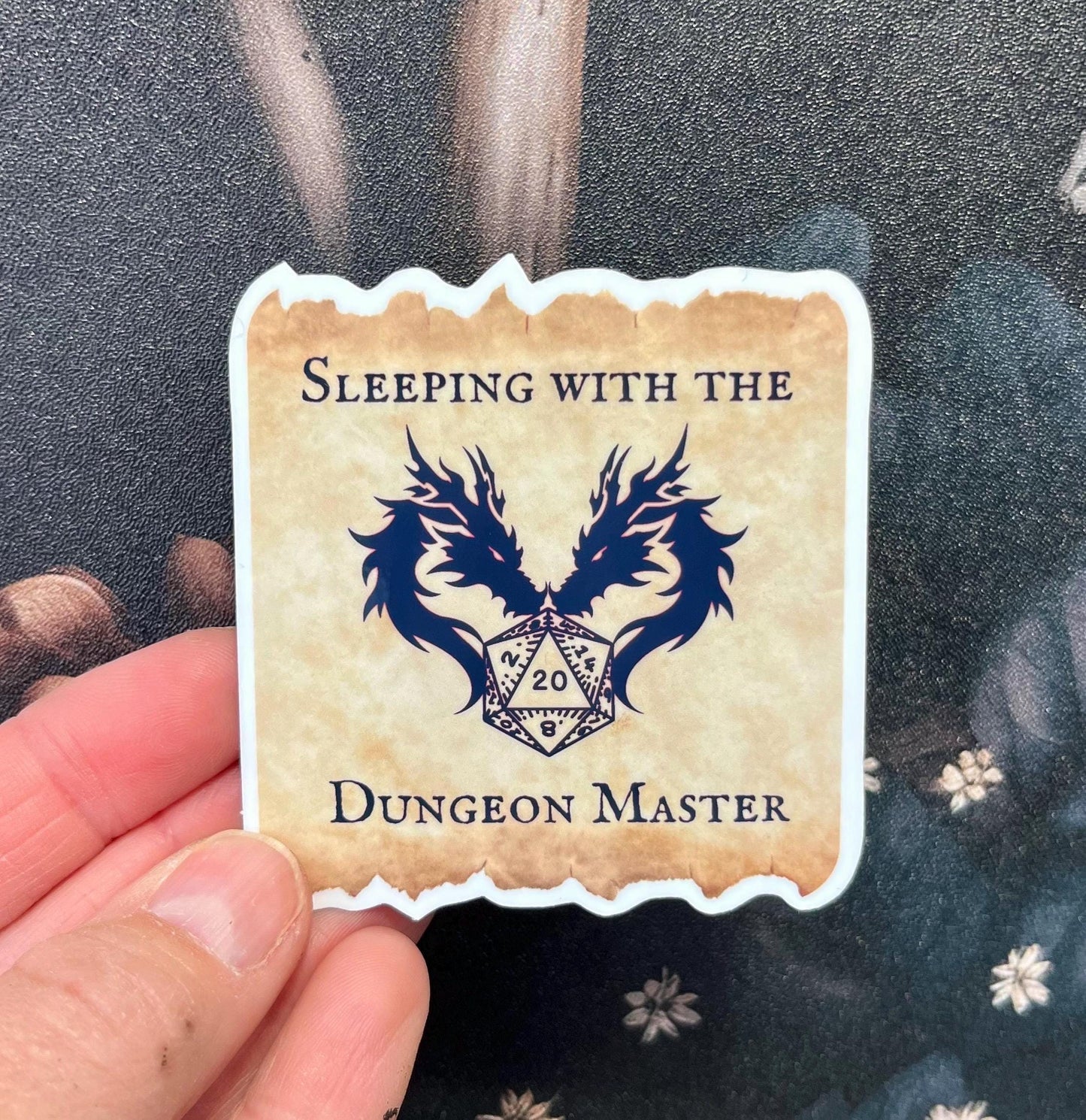 Sleeping with the Dungeon Master, Sticker, Magnet, e-reader Kindle Sticker, Water Bottle Sticker, Dungeons & Dragons, DnD gift, DM gift