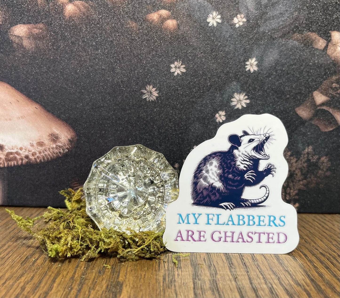 My Flabbers are Ghasted, Possum, Sticker, Fridge Magnet, e-reader, Kindle Sticker, Water Bottle Sticker, Laptop Sticker