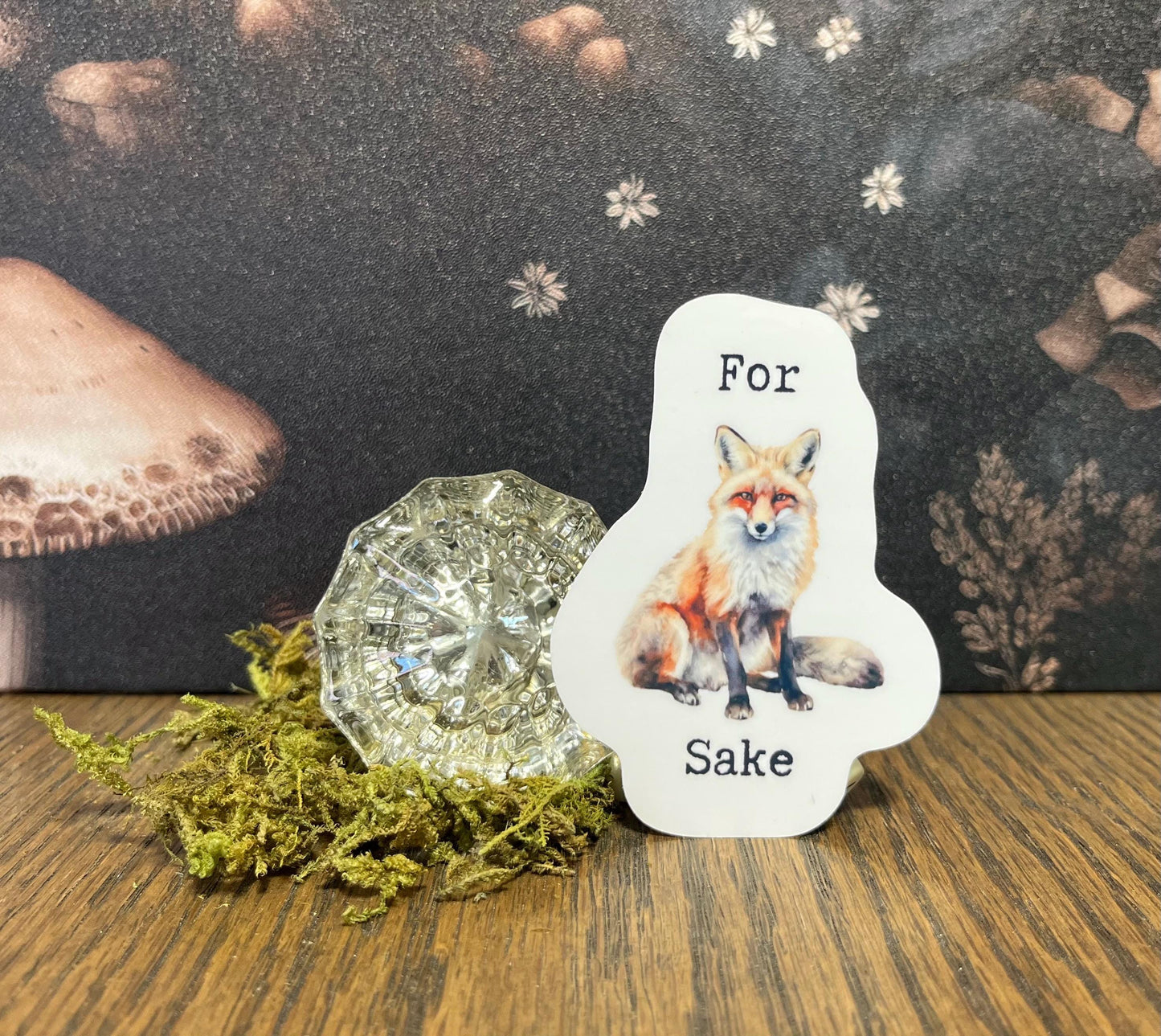 For Fox Sake, Fox, Sticker, Fridge Magnet, e-reader Kindle Sticker, Water Bottle Sticker, Laptop Sticker