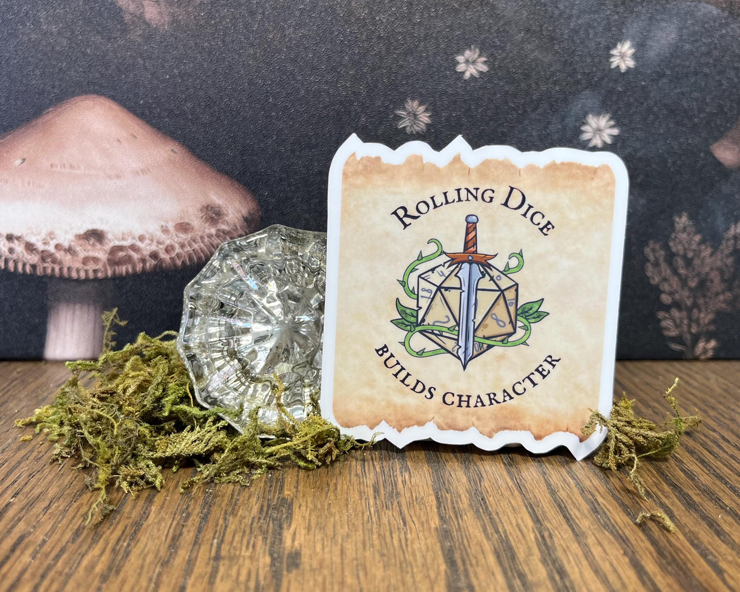 Rolling Dice Builds Character Sticker, Magnet, e-reader Kindle Sticker, Water Bottle Sticker, Dungeons & Dragons, DnD gift, Dnd humour