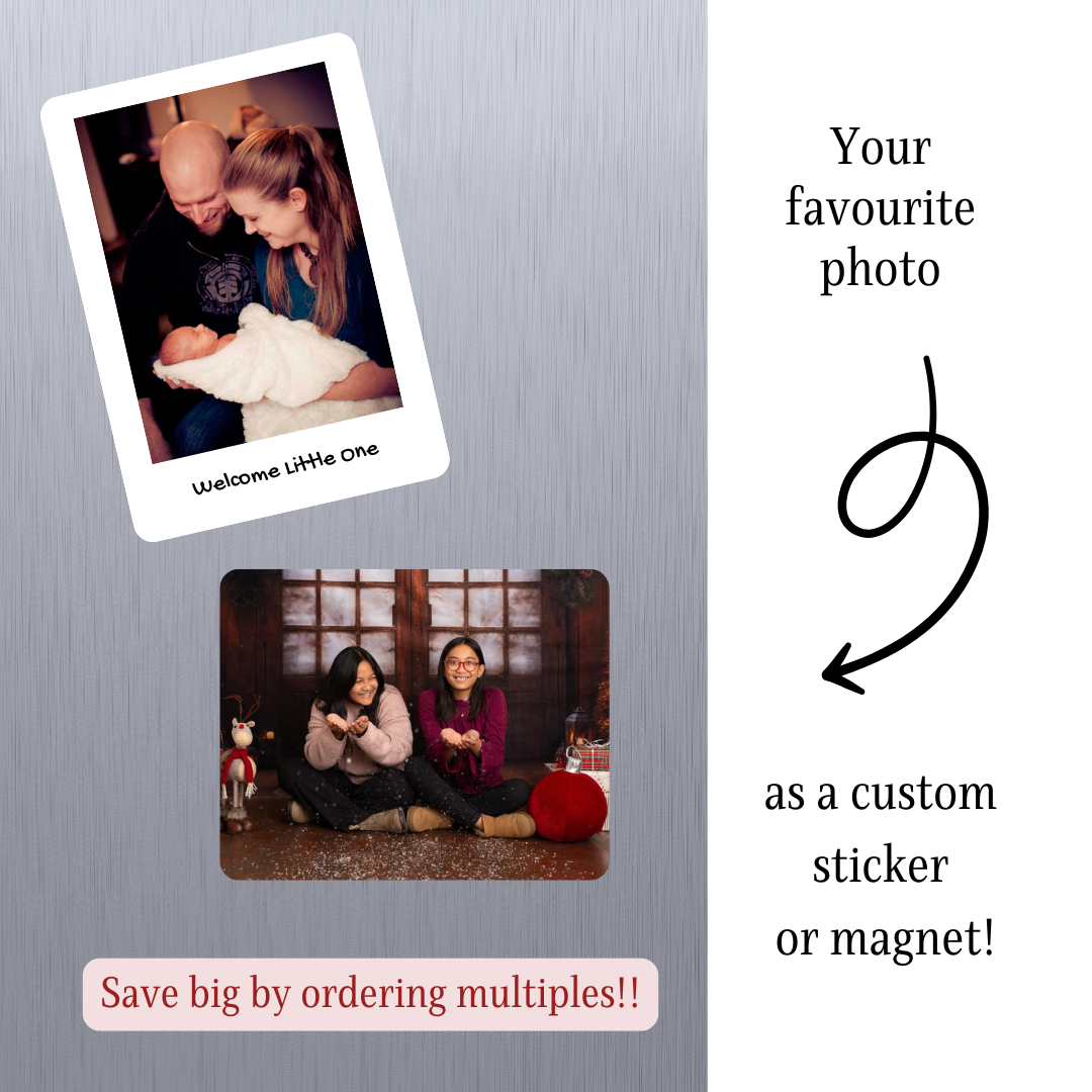Standard Shape Custom Photo Stickers & Magnets, Sticker Bundle, e-reader Kindle Sticker, Water Bottle Sticker, Laptop Sticker