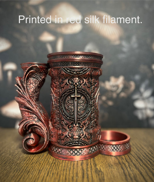Fighter Tankard & Dice Tower, Can Holder, Dice Storage, Dice Vault