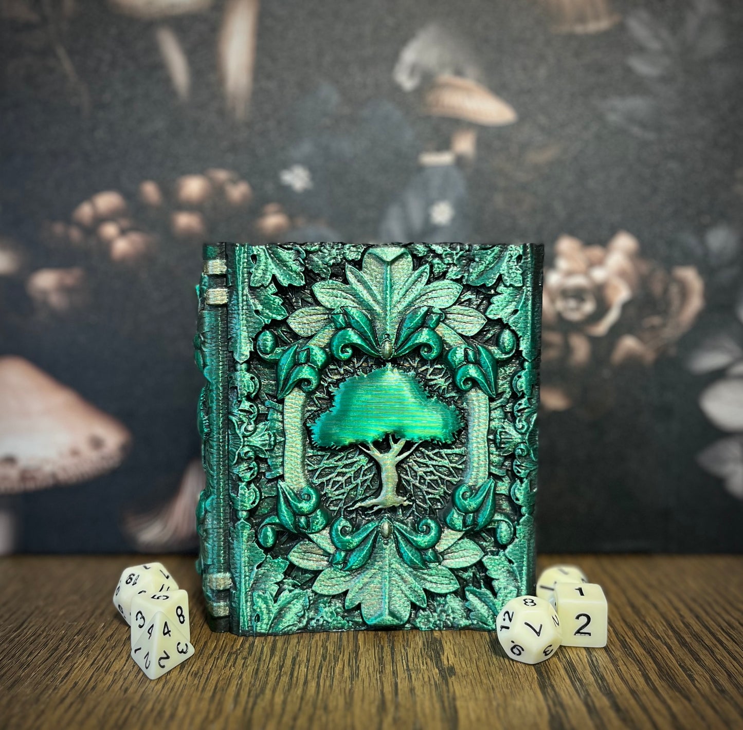 Nature Magic Dice Tome, Dice Tray, Miniature Storage, Roleplaying Games, DnD, Keepsake Storage Box, Jewellery Box, Custom Gift (Copy)