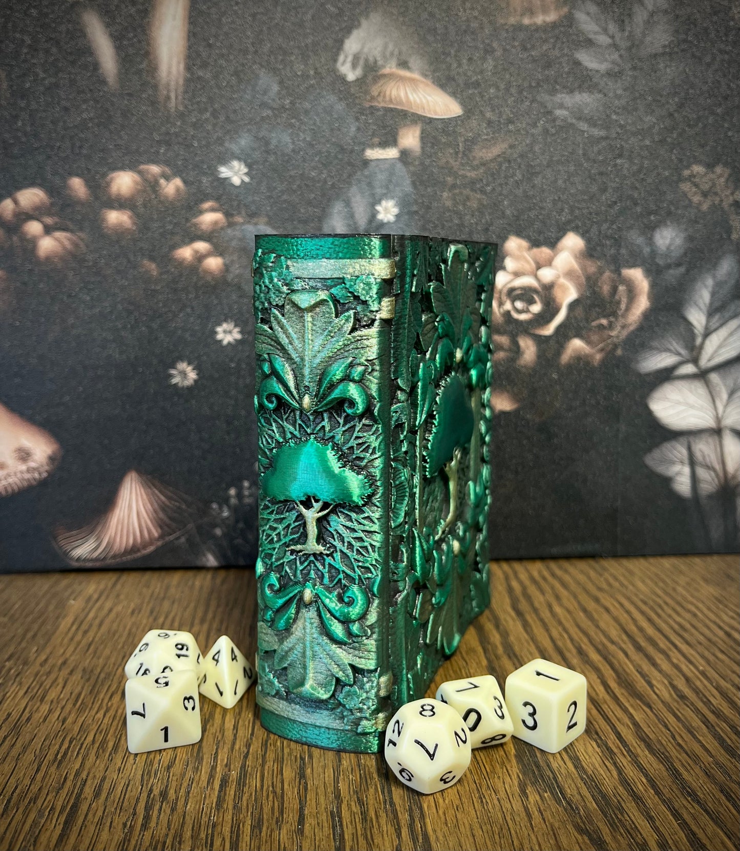 Nature Magic Dice Tome, Dice Tray, Miniature Storage, Roleplaying Games, DnD, Keepsake Storage Box, Jewellery Box, Custom Gift (Copy)