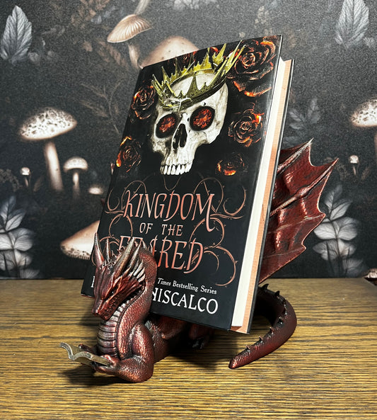 Hand Painted Bookwyrm Book Display, Book Holder, Dragon Lover, Fantasy Reader