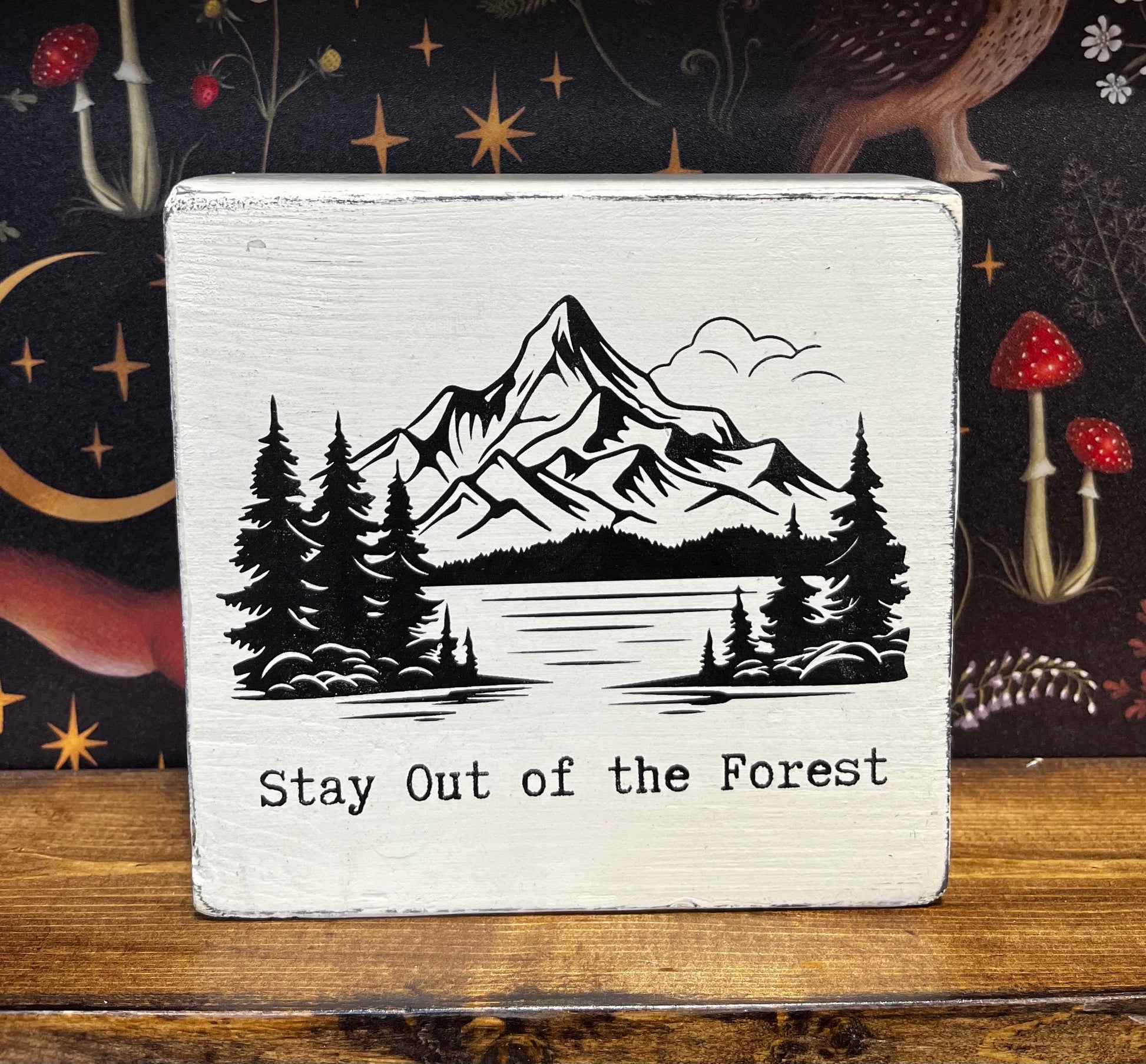 Stay out of the Forest Decorative Block, Funny Signs, Funny Gifts, True Crime, MFM