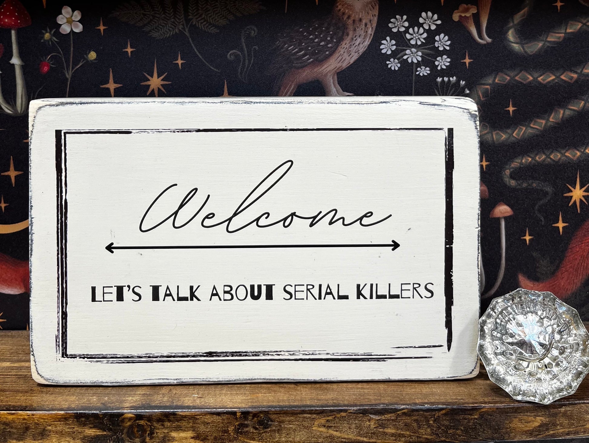 Welcome, Let’s Talk about Serial Killers Decorative Sign, Funny Signs, Funny Gifts, True Crime