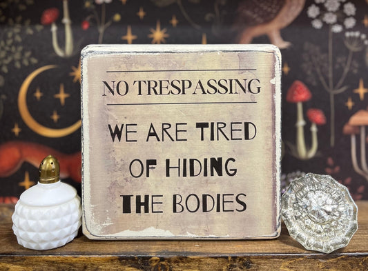 No Trespassing Decorative Block, Funny Signs, Funny Gifts, True Crime