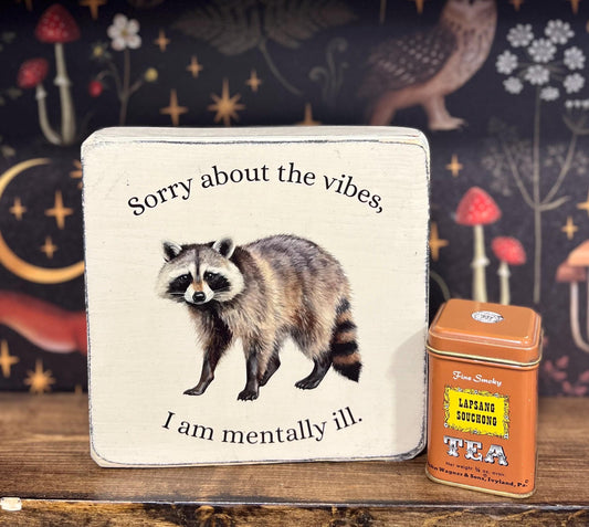 Sorry about the vibes, I am mentally ill , Decorative Block, Mental Heath Humour