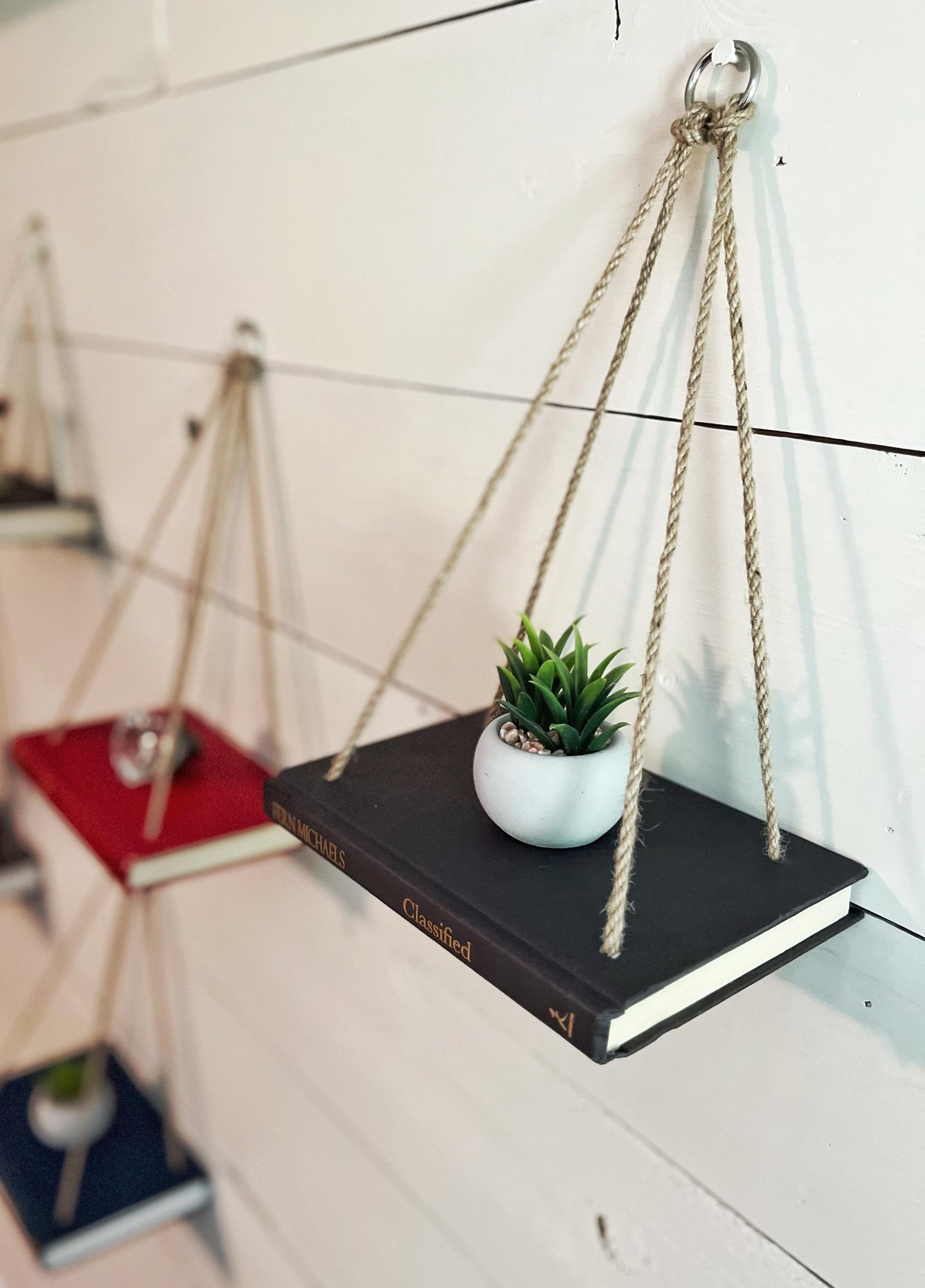 Novel Shelf, Hanging Rope Shelf, Plant shelf, Wall shelf, Succulent shelf, Book shelf