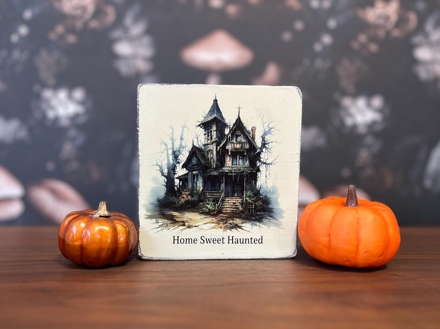 Home Sweet Haunted, Decorative Block, Halloween Sign, Halloween Decor