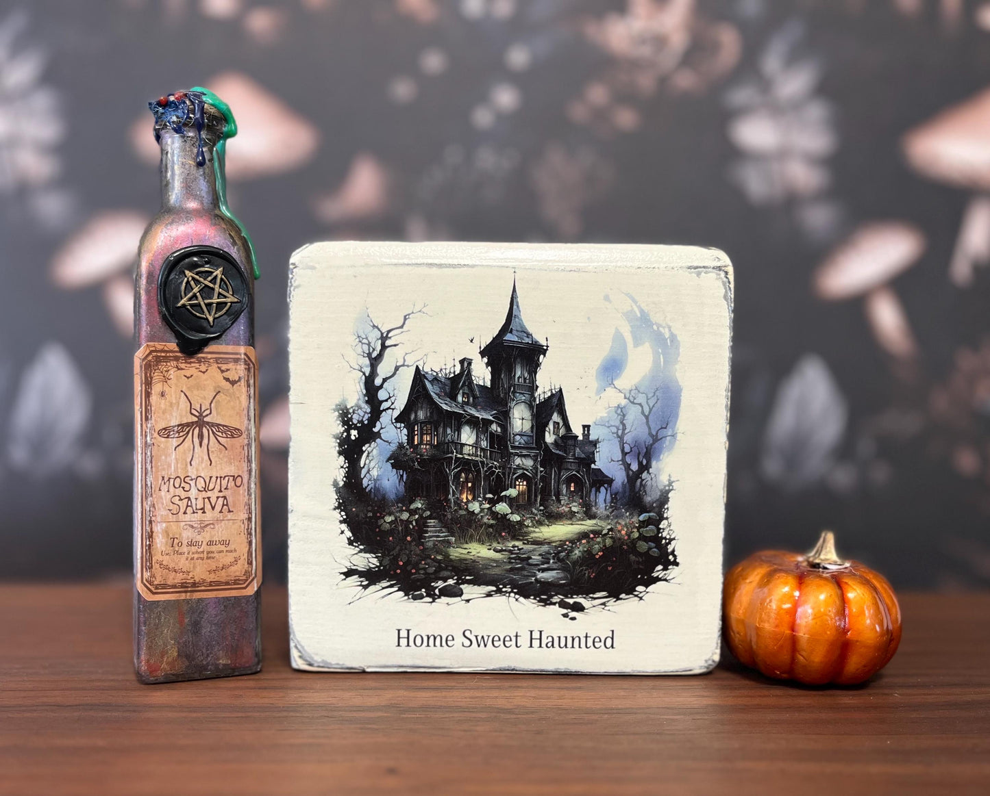 Home Sweet Haunted, Decorative Block, Halloween Sign, Halloween Decor