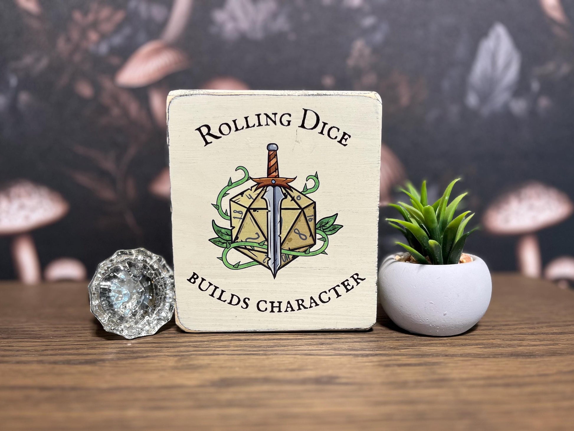 Rolling Dice Builds Character, Decorative Block, D&D, Dungeons and Dragons