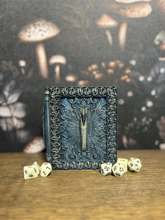 Hand Painted Ranger Dice Tome, Dice Tray, Miniature Storage, Roleplaying Games, DnD, Keepsake Storage Box, Jewellery Box, Custom Gift