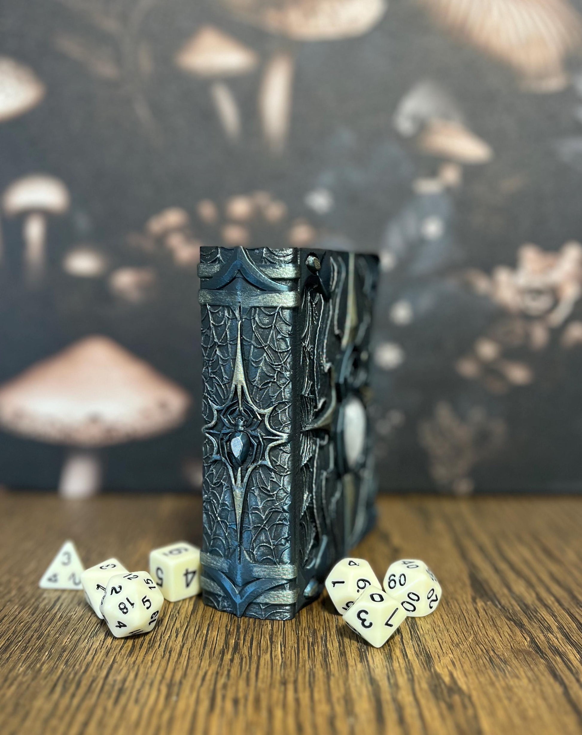 Hand Painted Nightweaver Dice Tome, Dice Rolling Tray, Minifigure Storage for Roleplaying Games, DnD and Magic Card Storage, Custom Gift