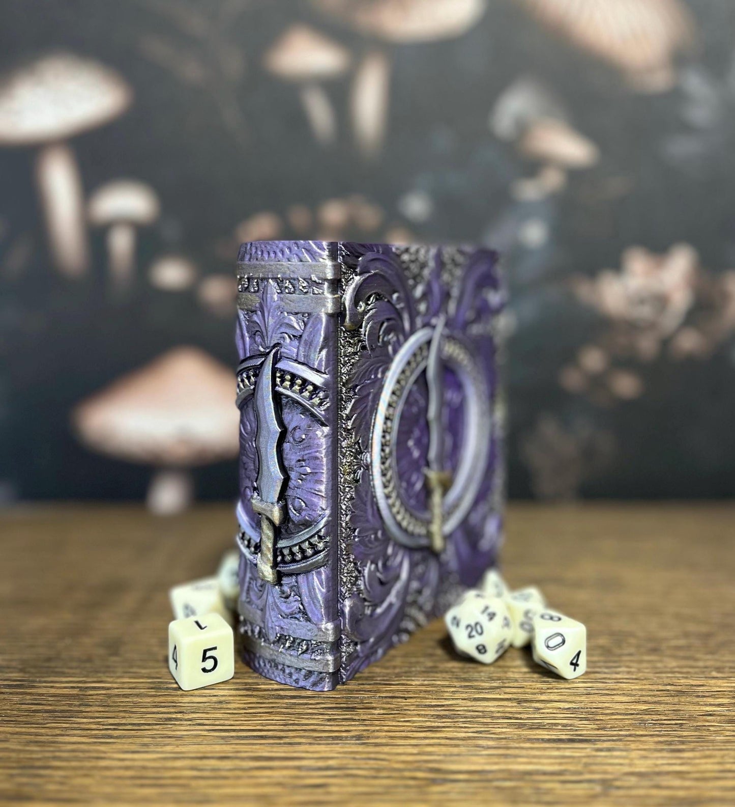 Hand Painted Rogue Dice Tome, Dice Tray, Miniature Storage, Roleplaying Games, DnD, Keepsake Storage Box, Jewellery Box, Custom Gift
