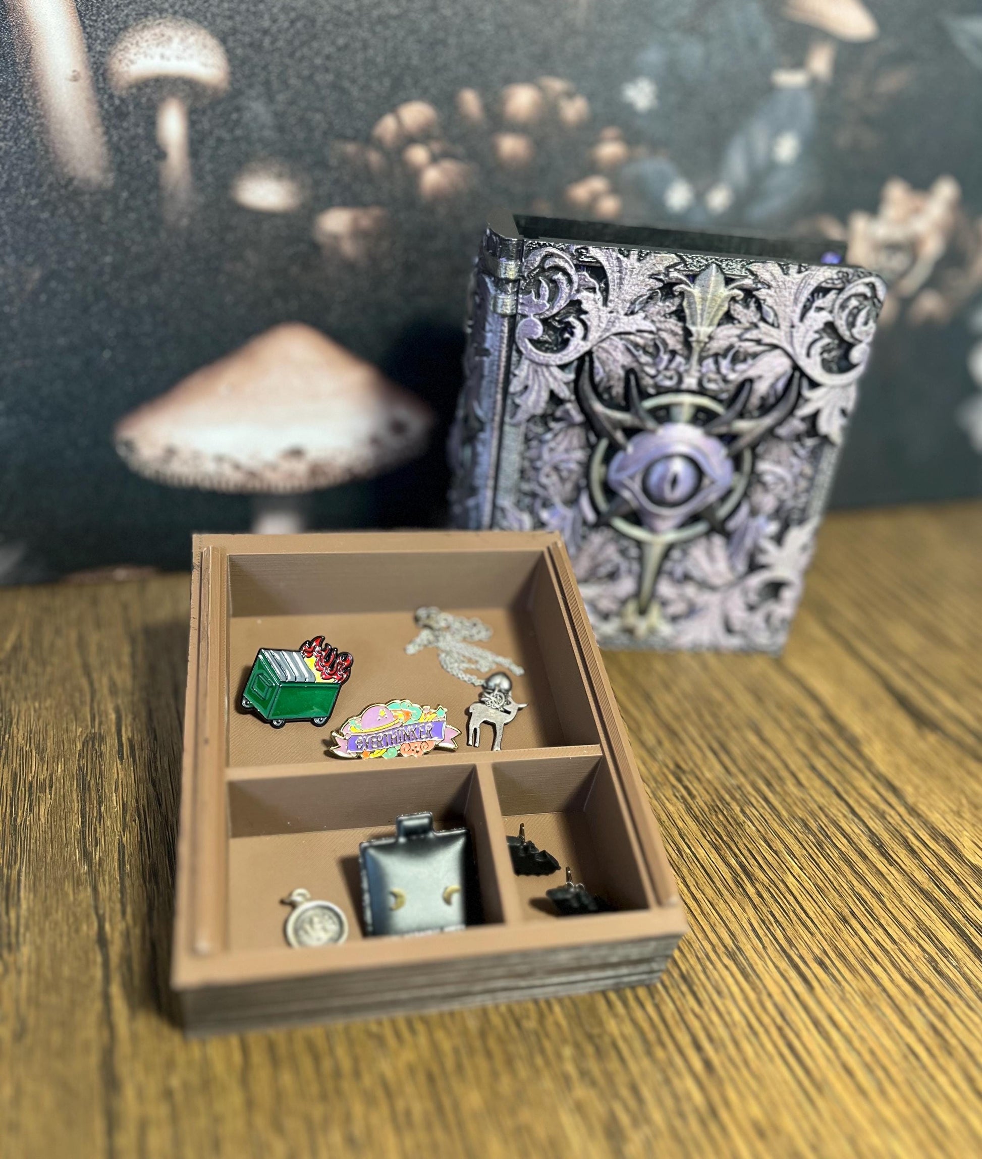 Hand Painted Wizard Dice Tome, Dice Tray, Miniature Storage, Roleplaying Games, DnD, Keepsake Storage Box, Jewellery Box, Custom Gift