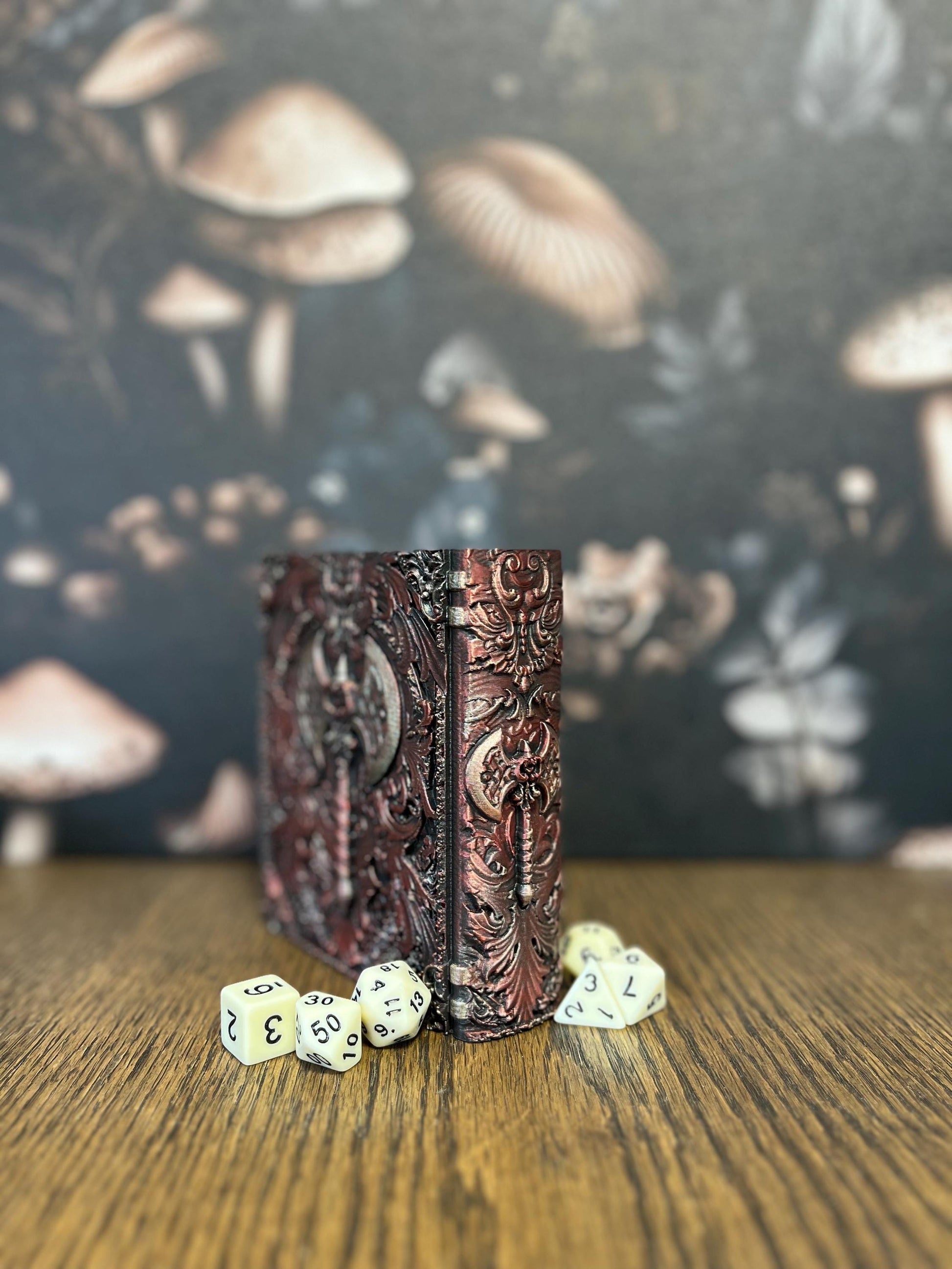 Hand Painted Barbarian Dice Tome, Dice Tray, Miniature Storage, Roleplaying Games, DnD, Keepsake Storage Box, Jewellery Box, Custom Gift