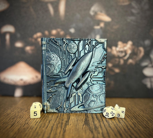 Hand Painted Space Dice Tome, Dice Rolling Tray, Minifigure Storage for Roleplaying Games, DnD and Magic Card Storage, Custom gift
