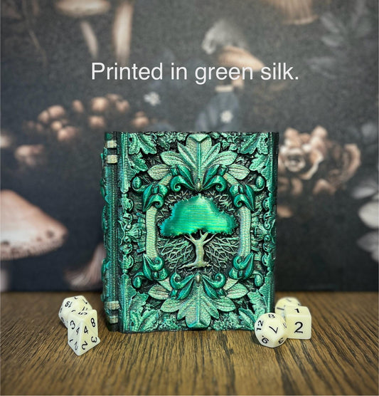 Hand Painted Nature Magic Dice Tome, Dice Rolling Tray, Minifigure Storage for Roleplaying Games, DnD and Magic Card Storage, Custom gift