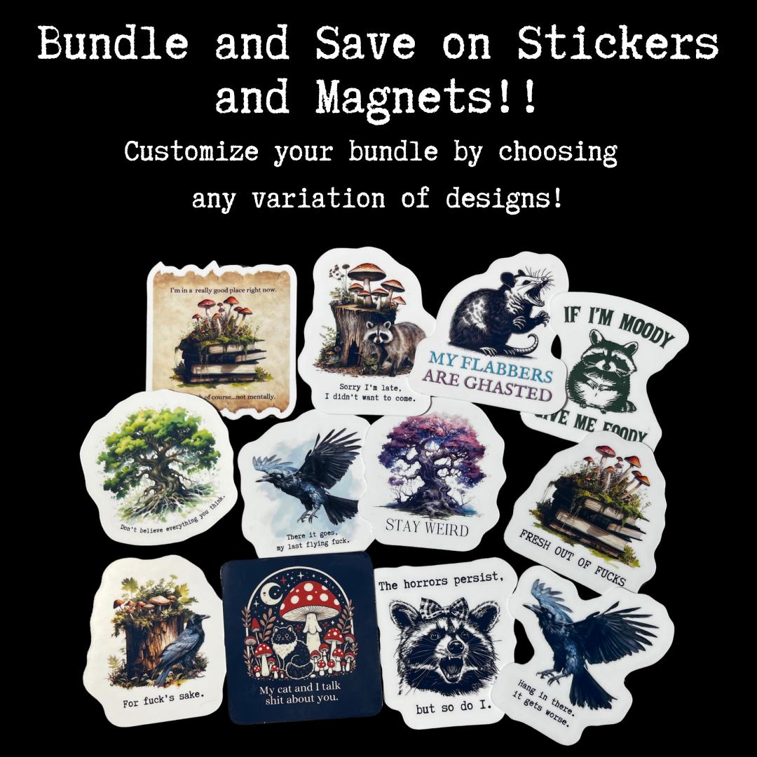 For fuck's sake, Funny Stickers, Fridge Magnet, Kindle Sticker, Water Bottle Sticker, Laptop Sticker, Raven