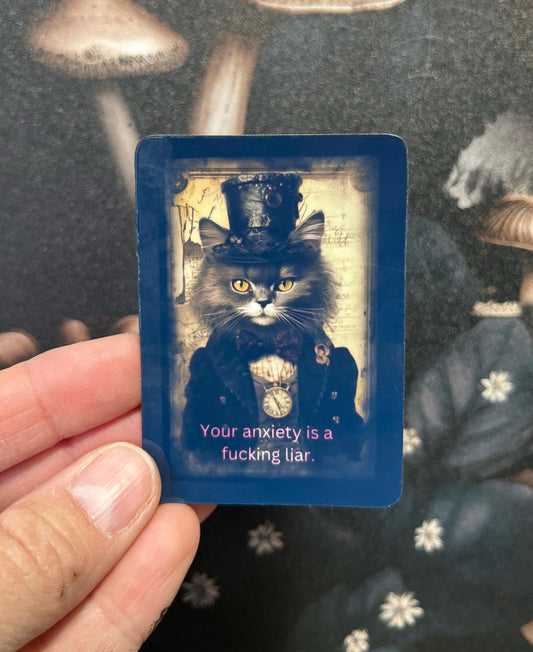 Your anxiety is a fucking liar, Anxiety Stickers, Fridge Magnet, Kindle Sticker, Water Bottle Sticker, Laptop Sticker, Cats