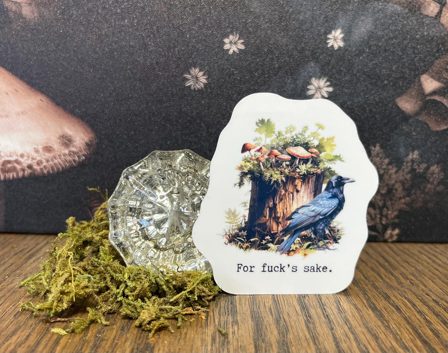 For fuck's sake, Funny Stickers, Fridge Magnet, Kindle Sticker, Water Bottle Sticker, Laptop Sticker, Raven