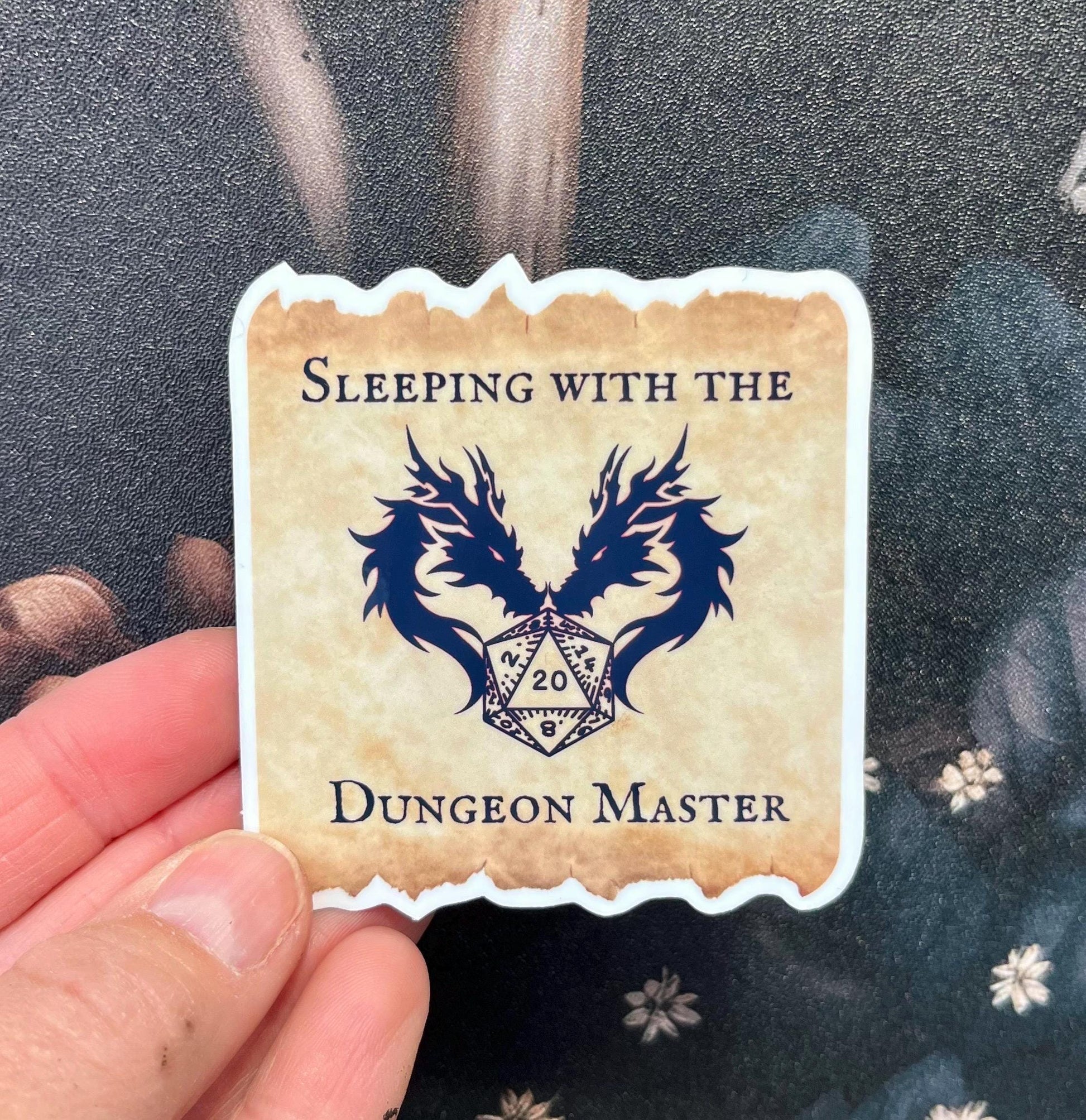 Sleeping with the Dungeon Master, Sticker, Magnet, e-reader Kindle Sticker, Water Bottle Sticker, Dungeons & Dragons, DnD gift, DM gift