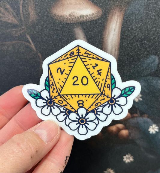 D20 Sticker, Magnet, e-reader Kindle Sticker, Water Bottle Sticker, Laptop Sticker, Dungeons & Dragons, DnD, dnd gift, Nat20, Crit