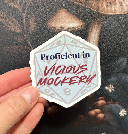 Proficient in Vicious Mockery Sticker, Magnet, e-reader Kindle Sticker, Water Bottle Sticker, Laptop Sticker, Dungeons & Dragons, DnD